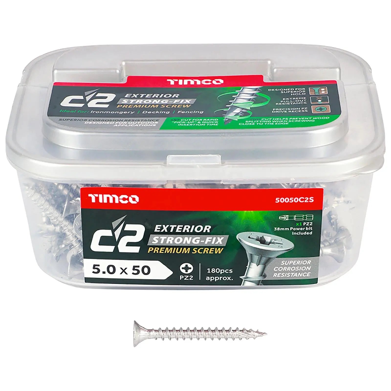 TIMCO C2 Exterior Strong Fix Premium External Screws Pozi Tub Ironmongery Decking Fencing White Rose Tools