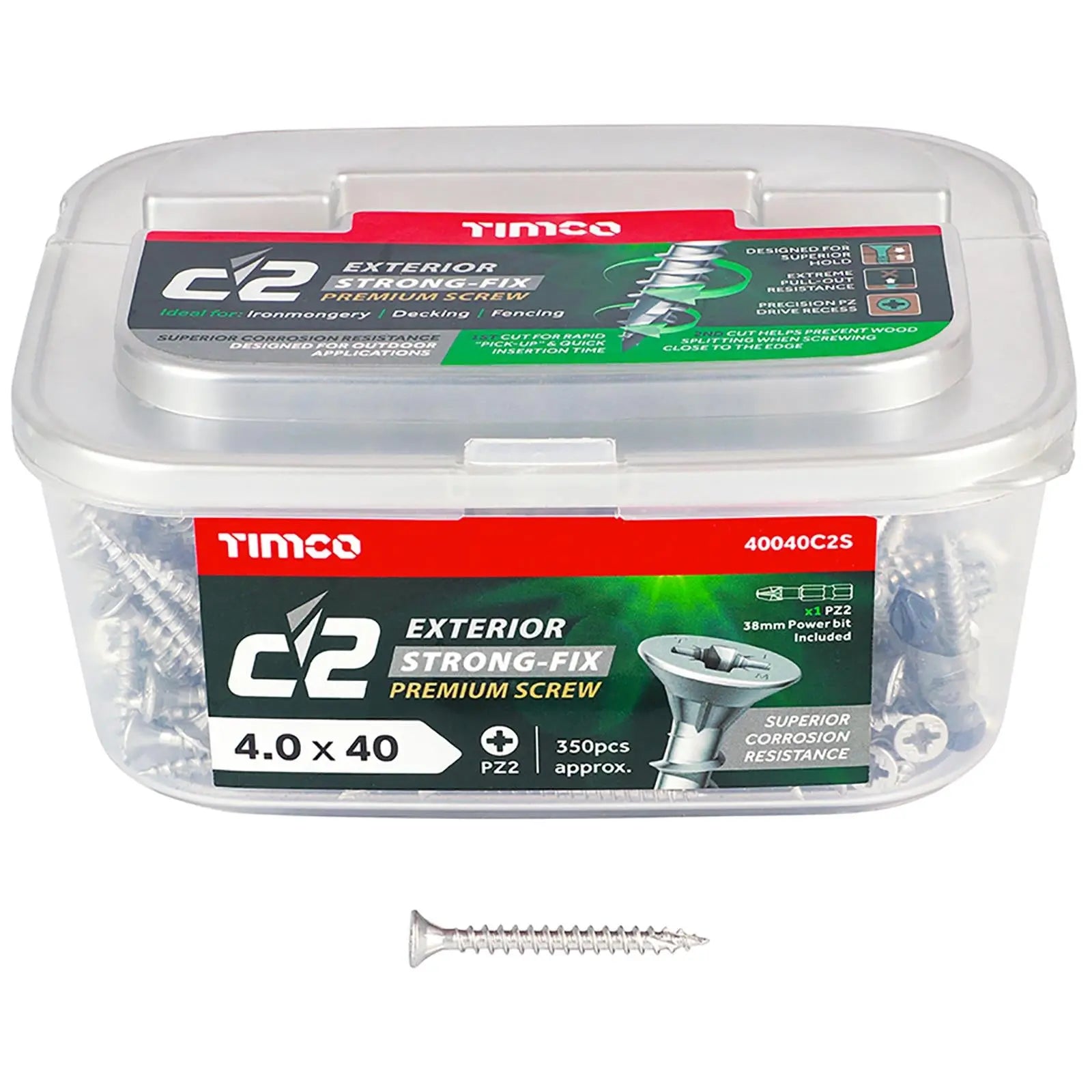 TIMCO C2 Exterior Strong Fix Premium External Screws Pozi Tub Ironmongery Decking Fencing White Rose Tools