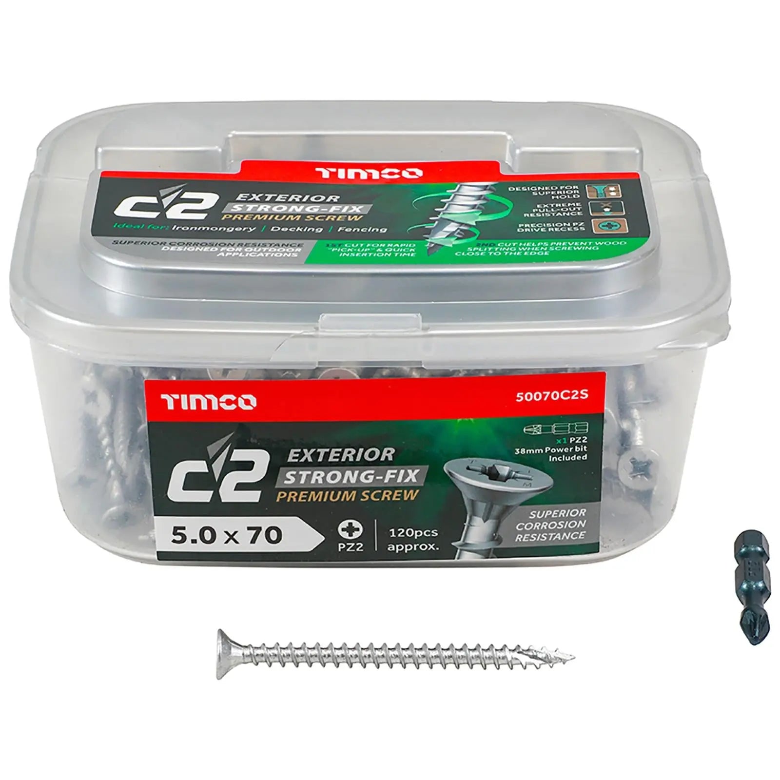 TIMCO C2 Exterior Strong Fix Premium External Screws Pozi Tub Ironmongery Decking Fencing White Rose Tools