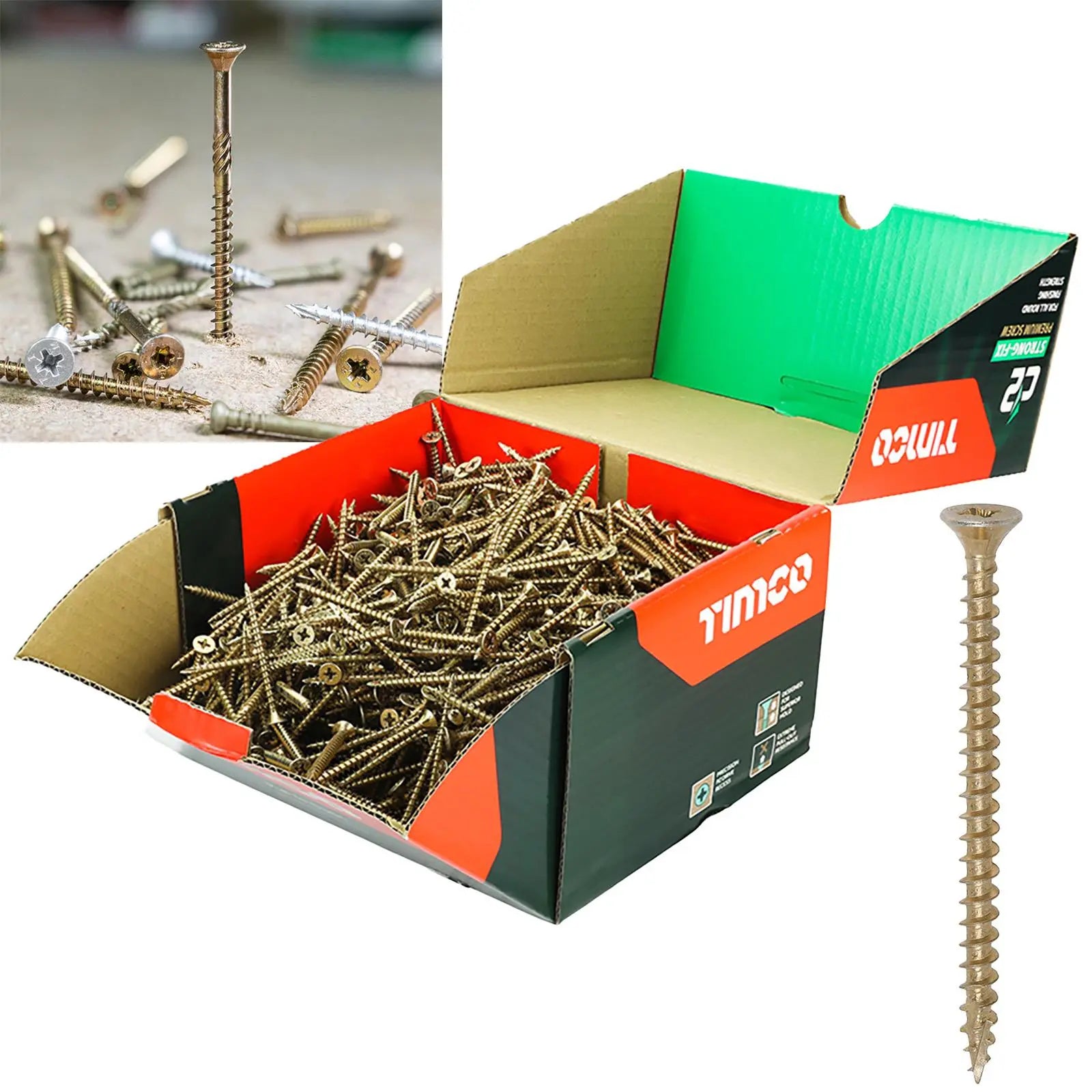 TIMCO C2 Strong Fix Pozi Premium Wood Screws 1000 Pack Industry Box PZ2 - Choose Size White Rose Tools