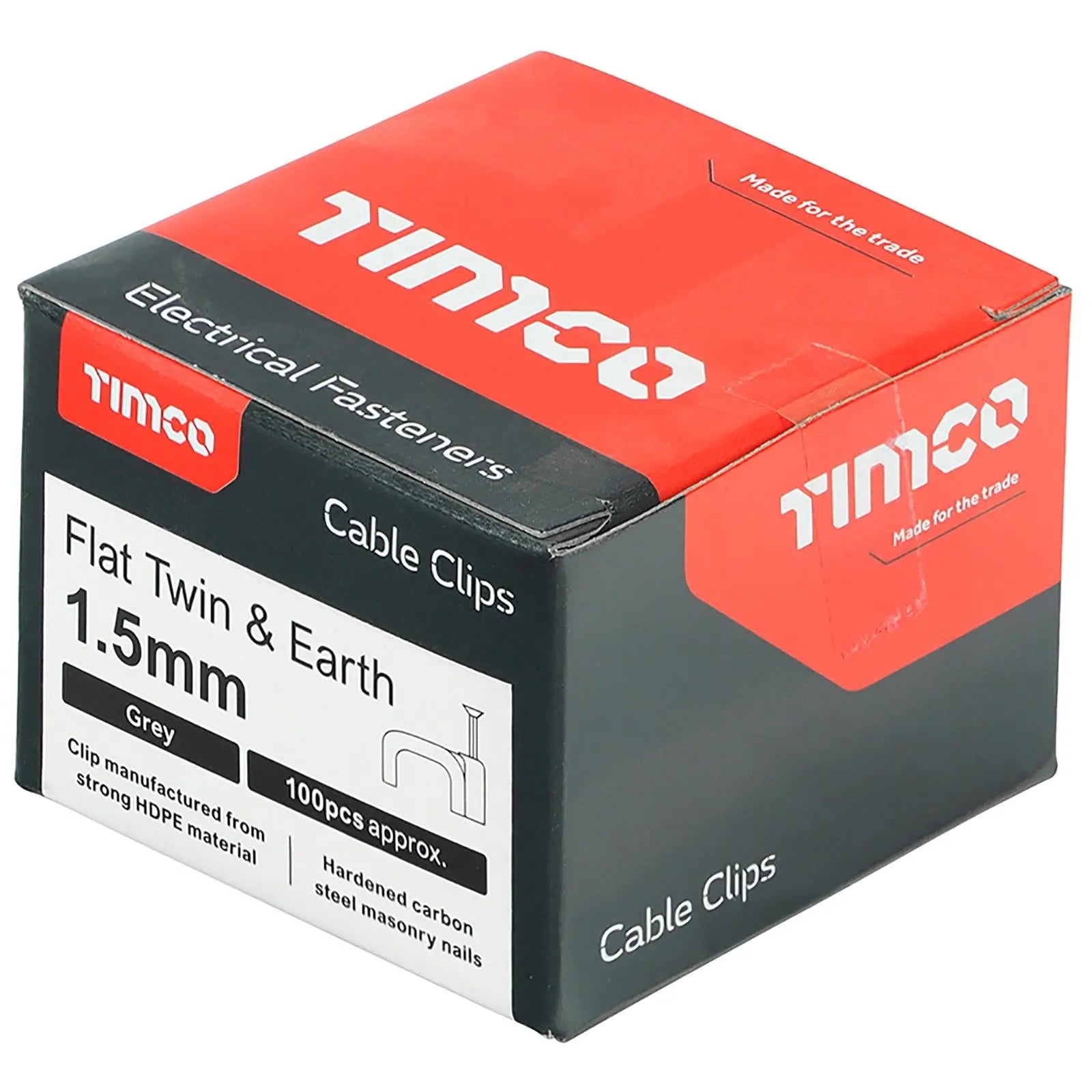 TIMCO Cable Clips Flat Twin and Earth 100 Box 1.5-10mm Choose Size  White Rose Tools
