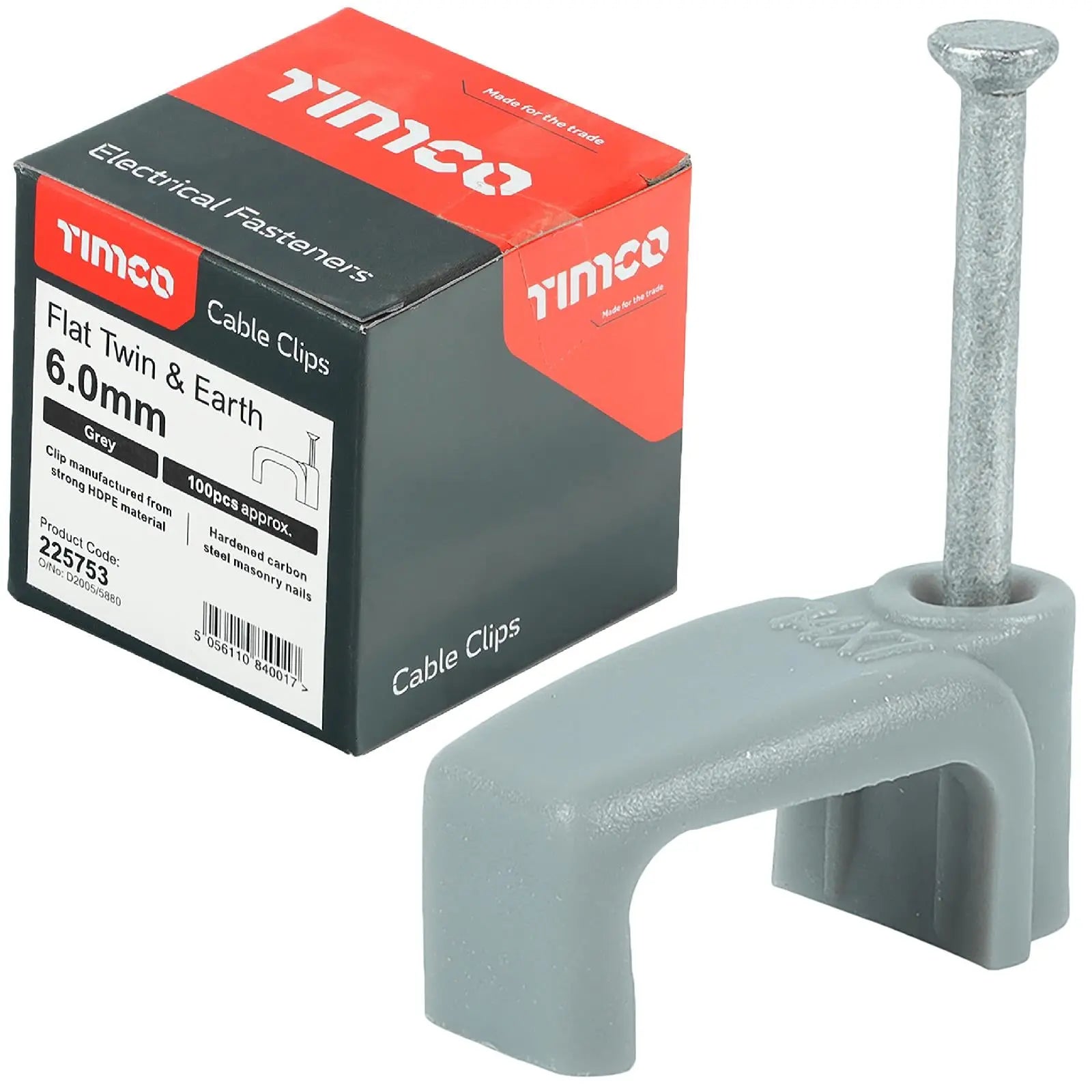 TIMCO Cable Clips Flat Twin and Earth 100 Box 1.5-10mm Choose Size  White Rose Tools