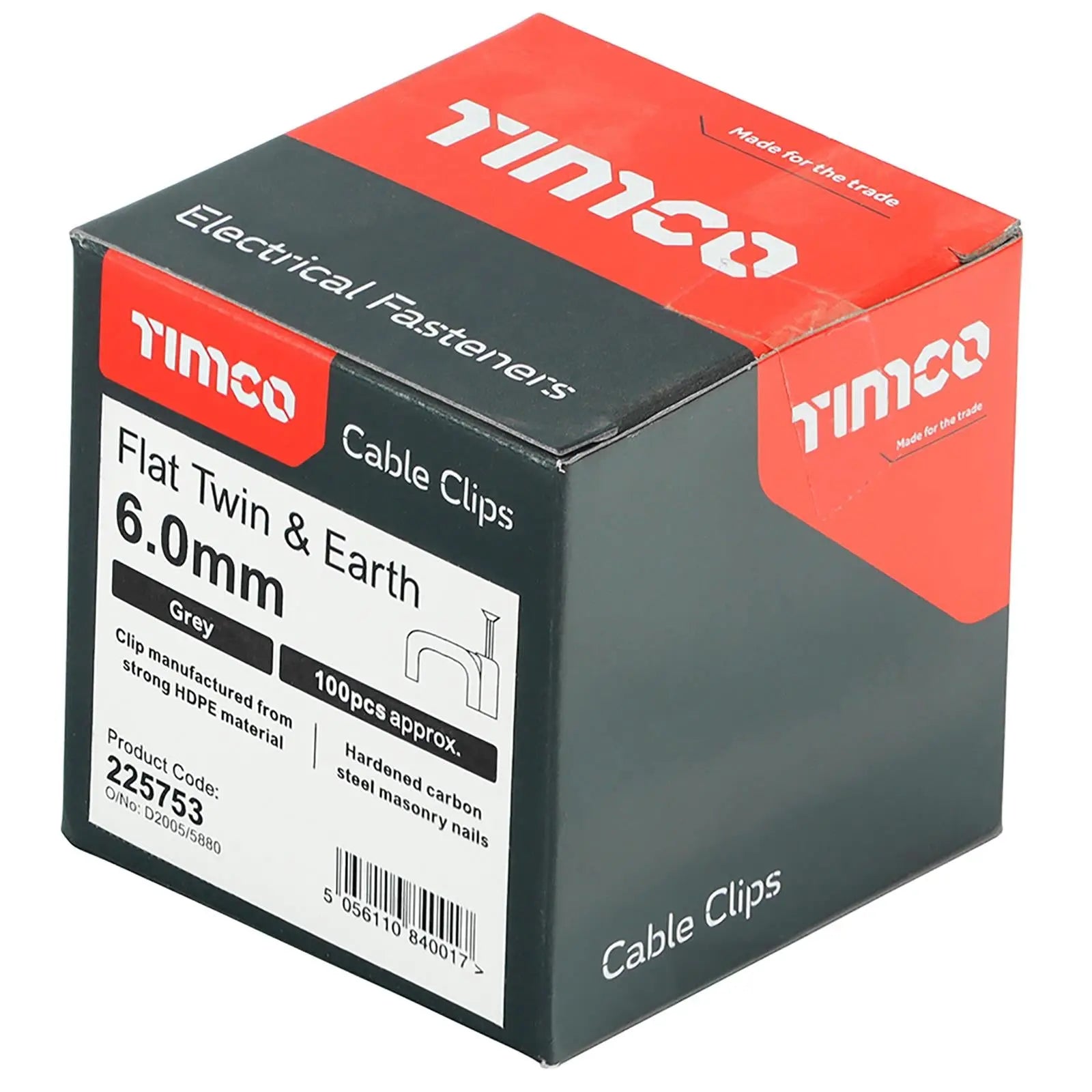 TIMCO Cable Clips Flat Twin and Earth 100 Box 1.5-10mm Choose Size  White Rose Tools