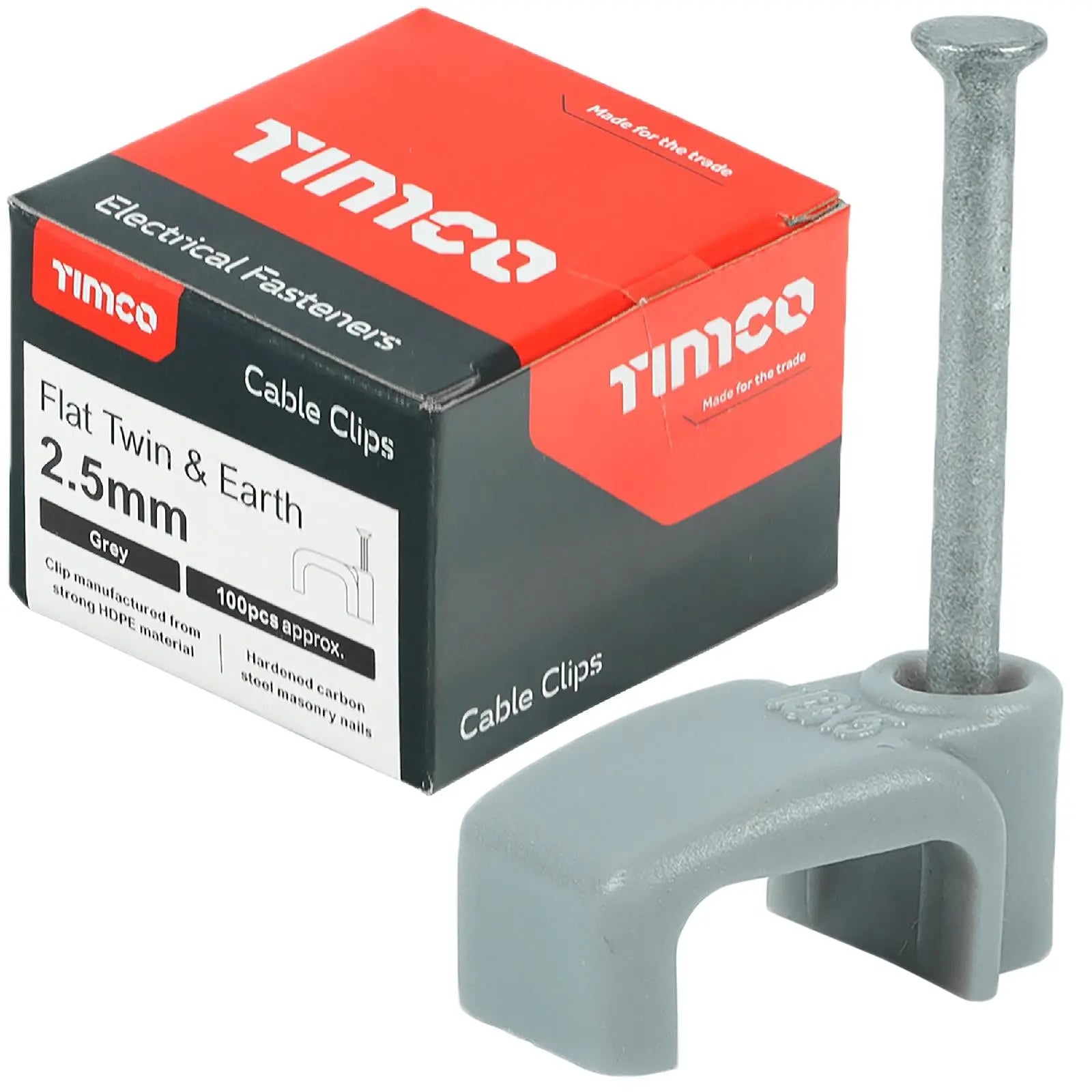 TIMCO Cable Clips Flat Twin and Earth 100 Box 1.5-10mm Choose Size  White Rose Tools
