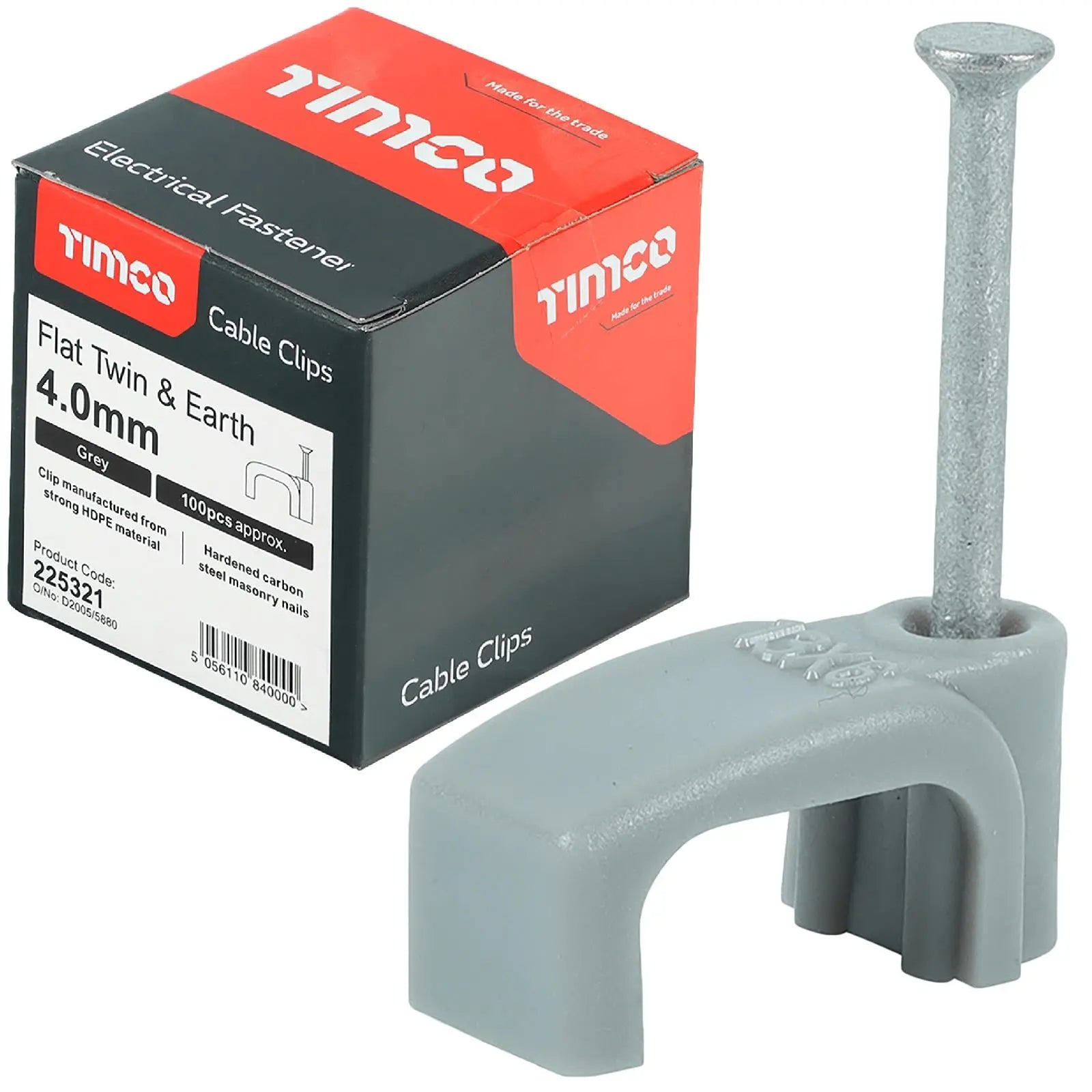 TIMCO Cable Clips Flat Twin and Earth 100 Box 1.5-10mm Choose Size  White Rose Tools