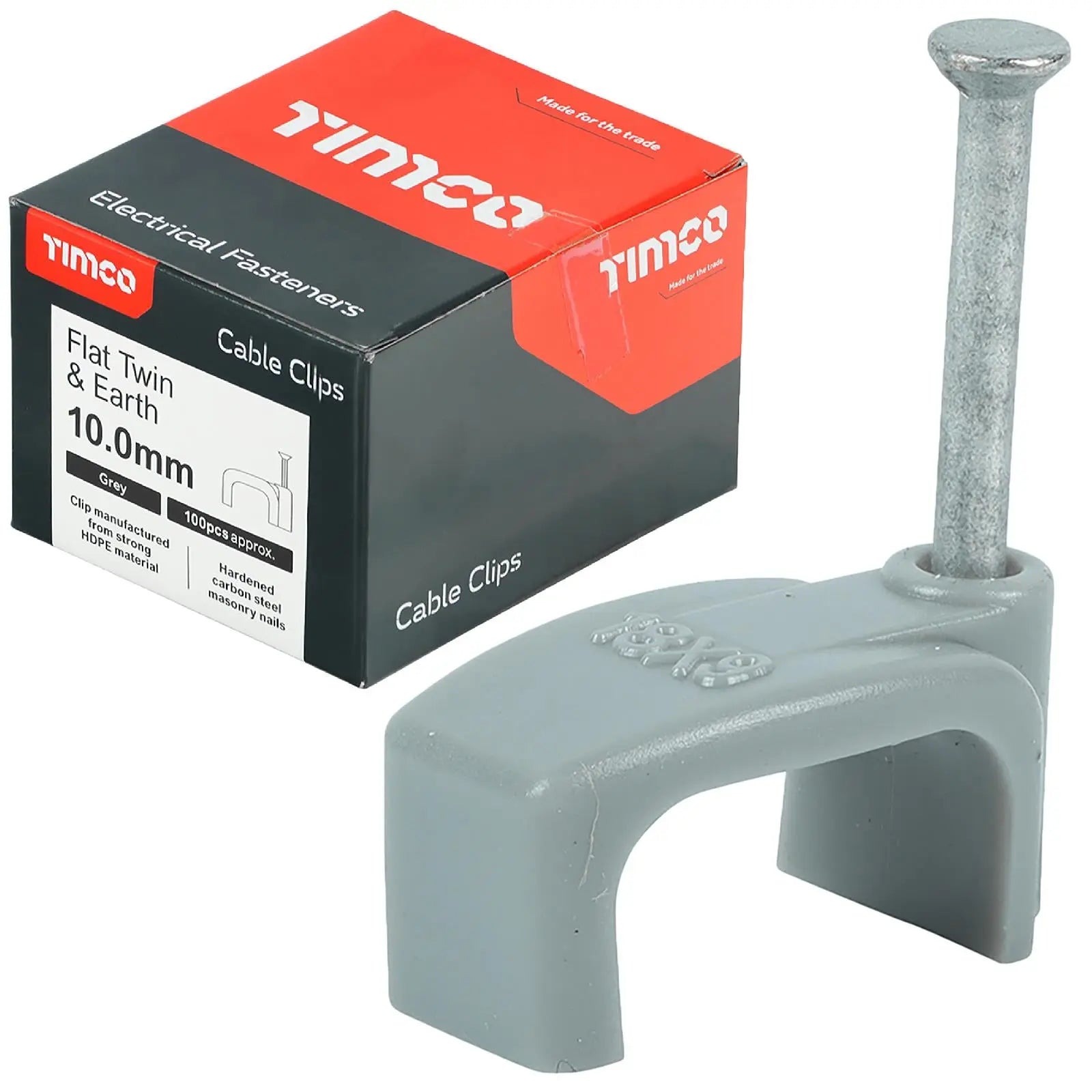 TIMCO Cable Clips Flat Twin and Earth 100 Box 1.5-10mm Choose Size  White Rose Tools