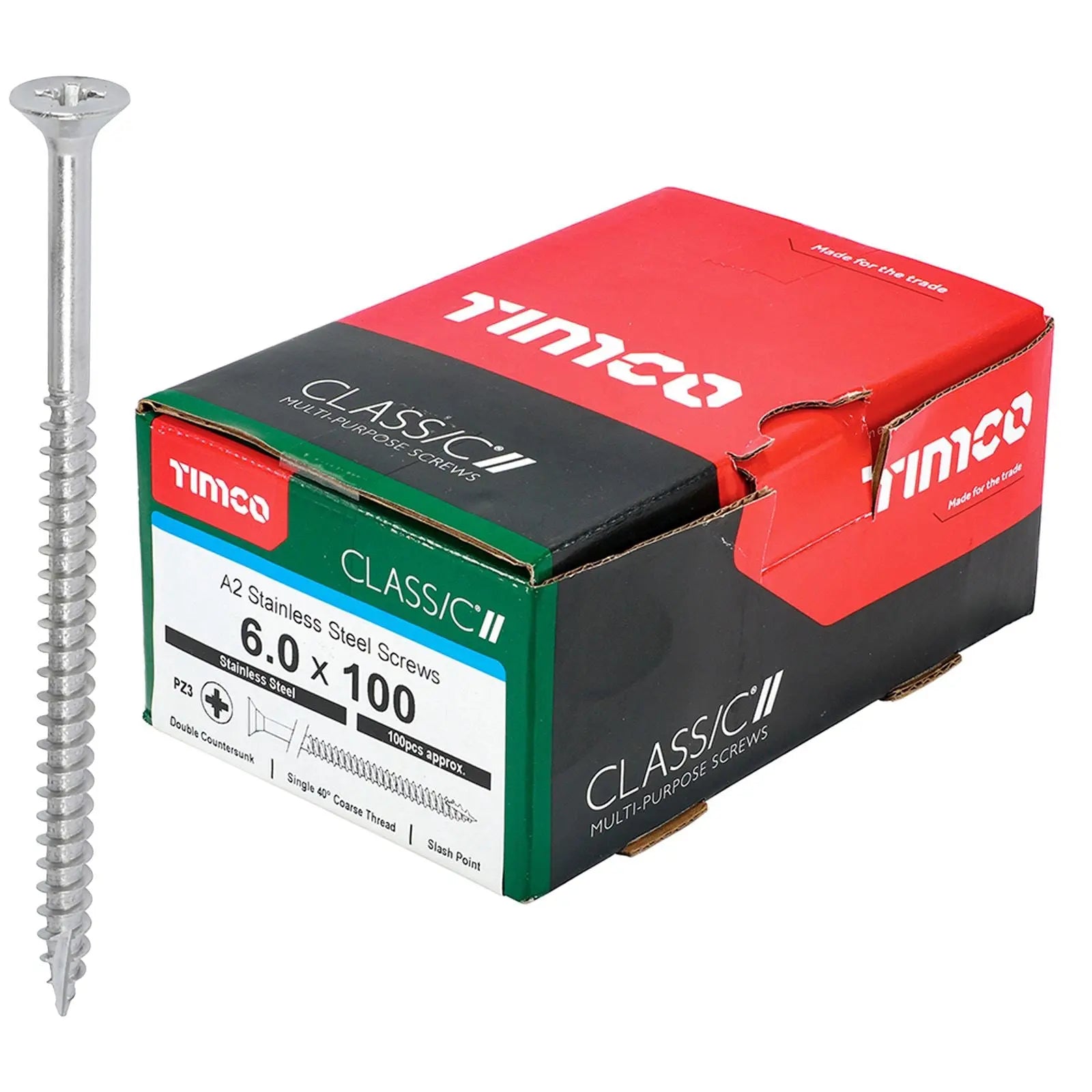 TIMCO Classic Multi Purpose Screws A2 Stainless Steel Double Countersunk Boxed - Choose Size White Rose Tools