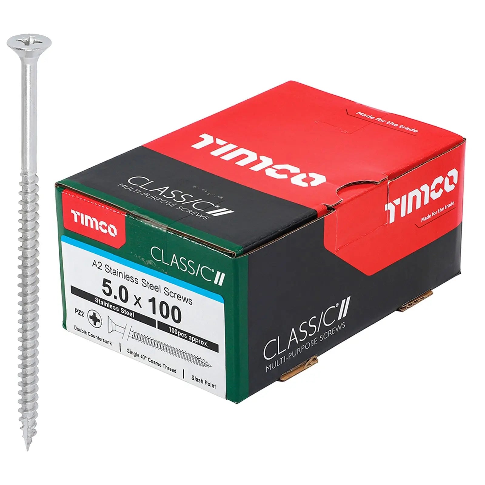 TIMCO Classic Multi Purpose Screws A2 Stainless Steel Double Countersunk Boxed - Choose Size White Rose Tools