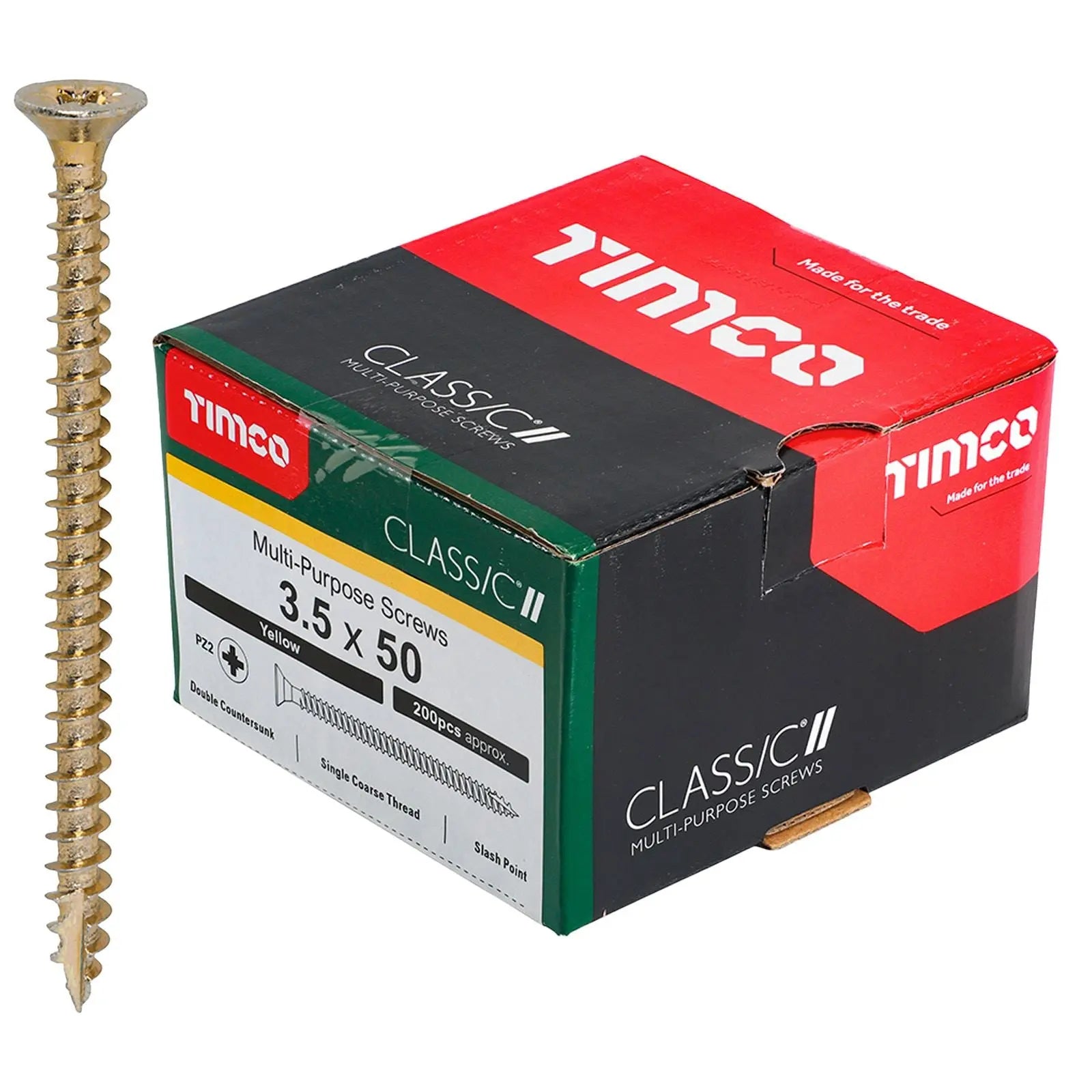 TIMCO Classic Multi Purpose Screws Pozi Head Double Countersunk Yellow Boxed - Choose Size White Rose Tools