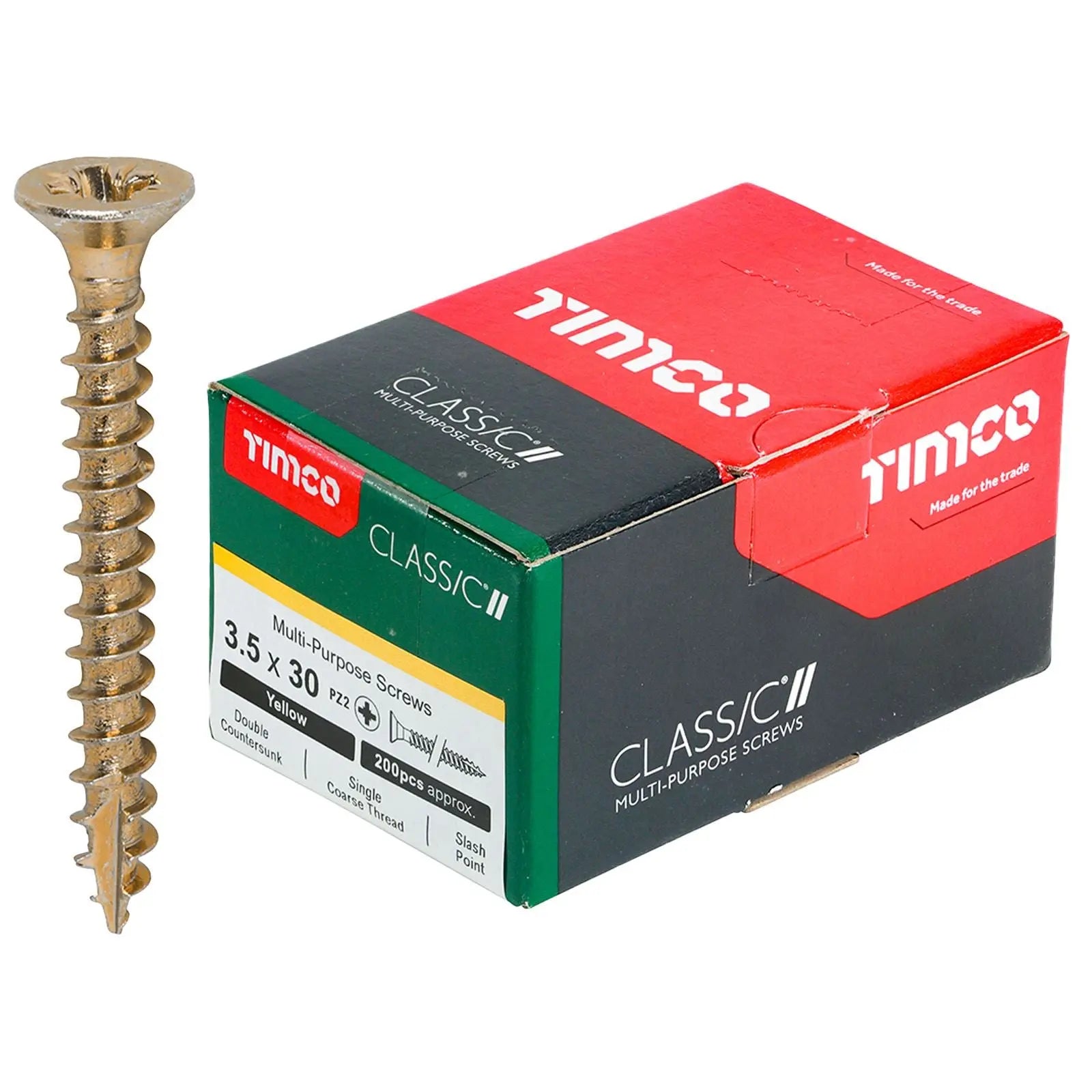 TIMCO Classic Multi Purpose Screws Pozi Head Double Countersunk Yellow Boxed - Choose Size White Rose Tools