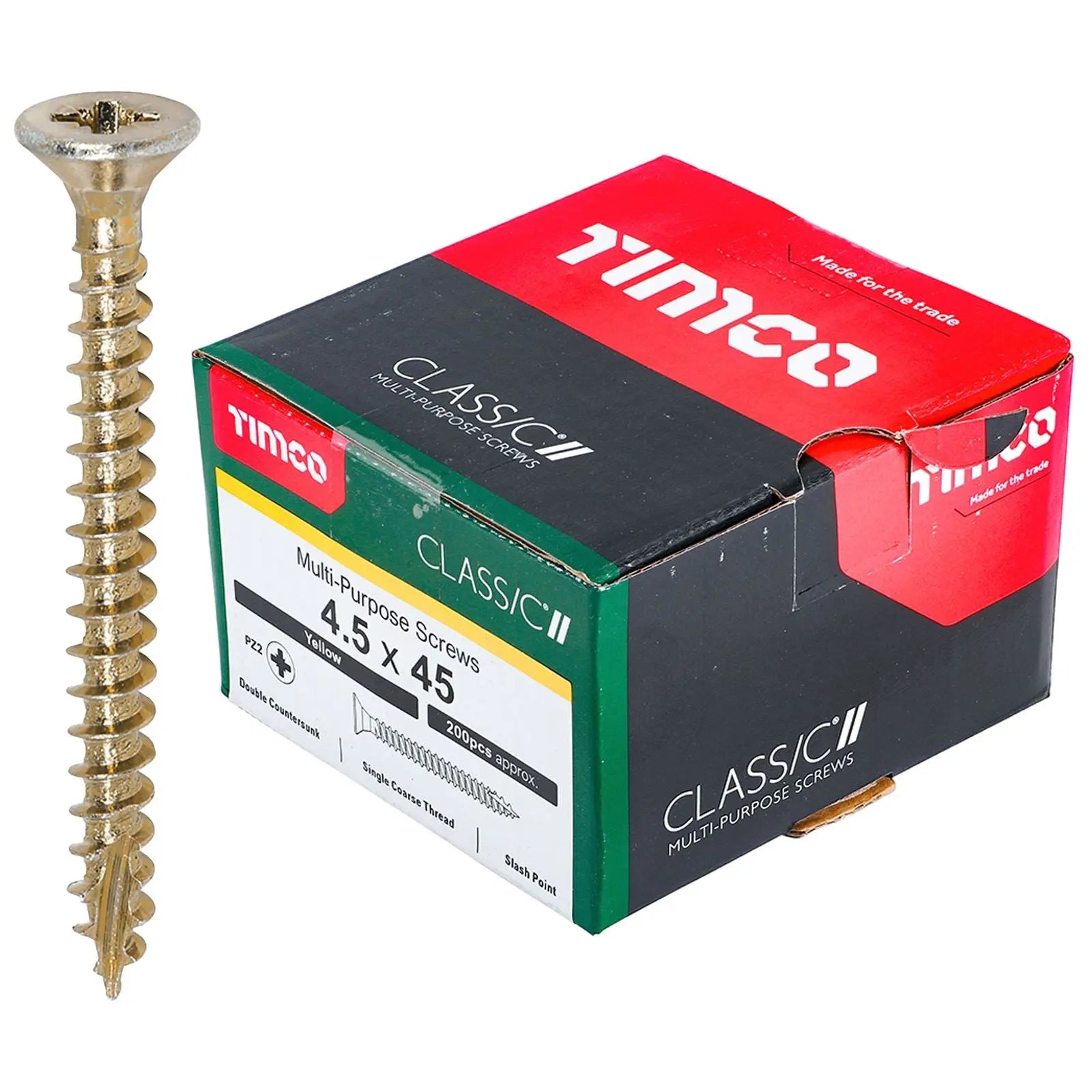 TIMCO Classic Multi Purpose Screws Pozi Head Double Countersunk Yellow Boxed - Choose Size White Rose Tools