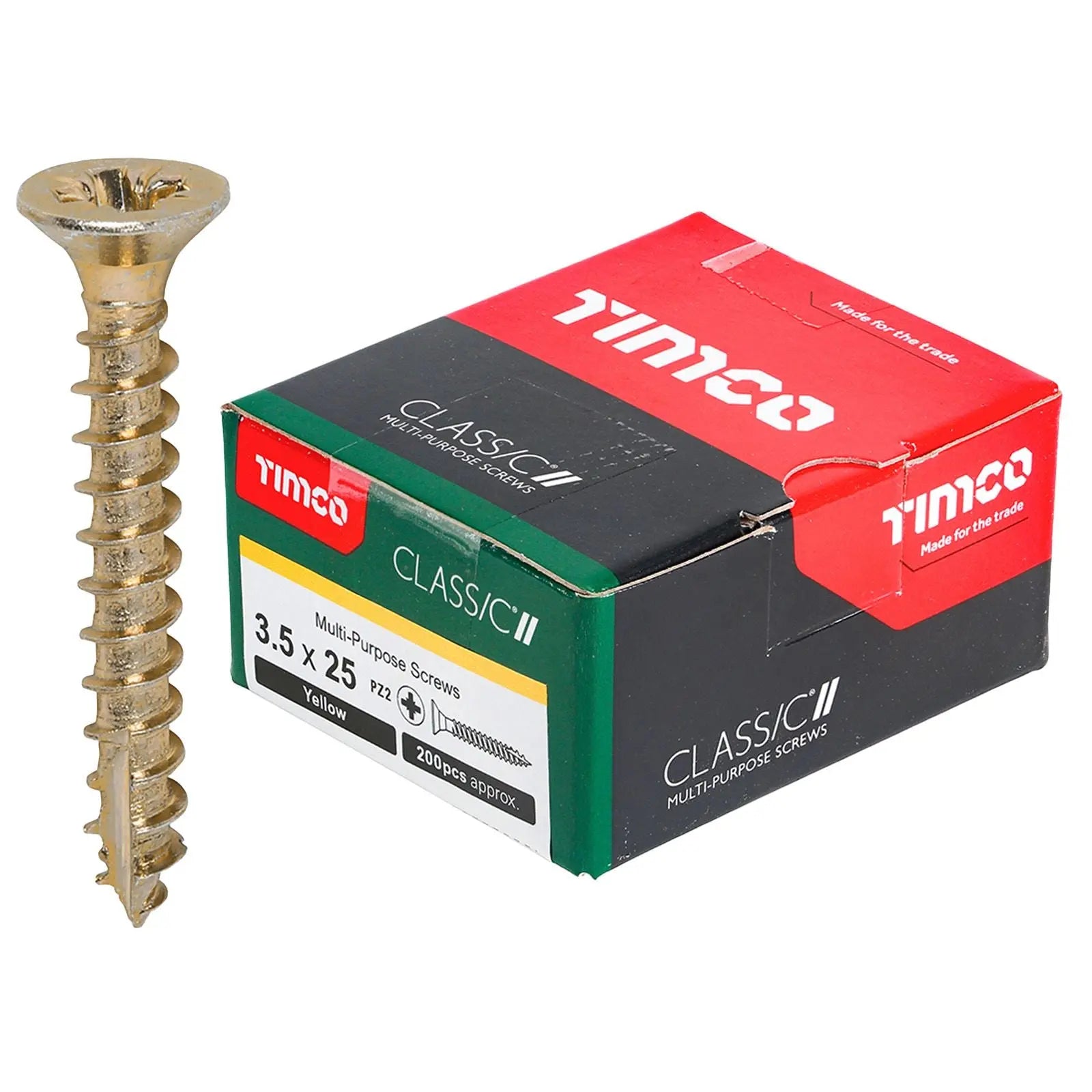 TIMCO Classic Multi Purpose Screws Pozi Head Double Countersunk Yellow Boxed - Choose Size White Rose Tools