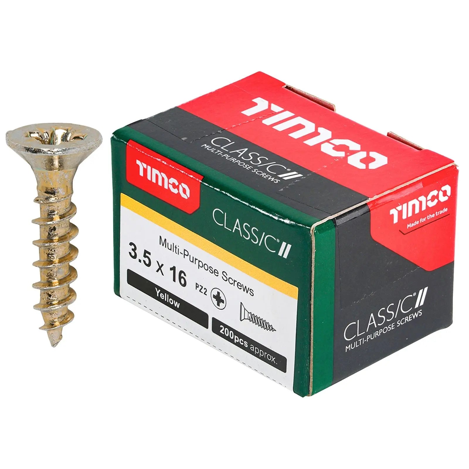 TIMCO Classic Multi Purpose Screws Pozi Head Double Countersunk Yellow Boxed - Choose Size White Rose Tools