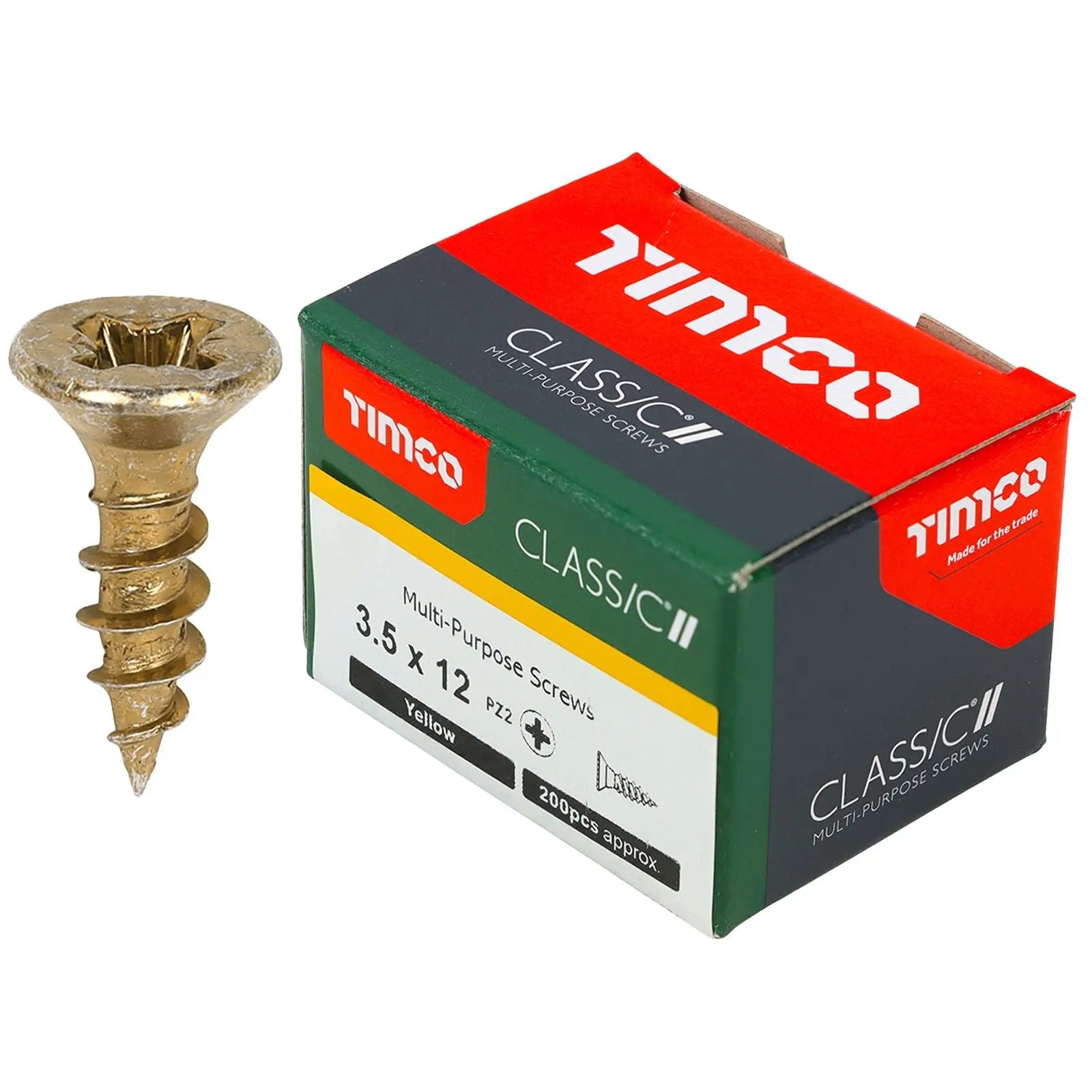 TIMCO Classic Multi Purpose Screws Pozi Head Double Countersunk Yellow Boxed - Choose Size White Rose Tools