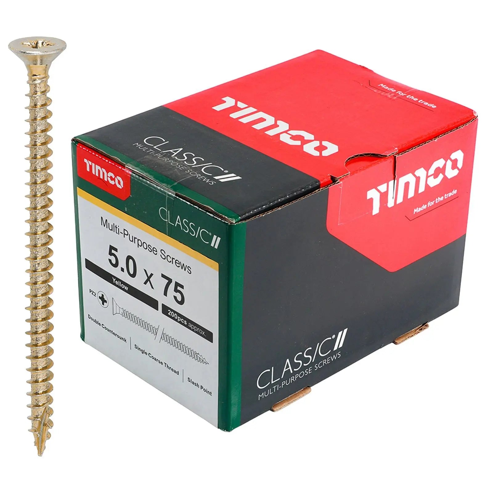 TIMCO Classic Multi Purpose Screws Pozi Head Double Countersunk Yellow Boxed - Choose Size White Rose Tools