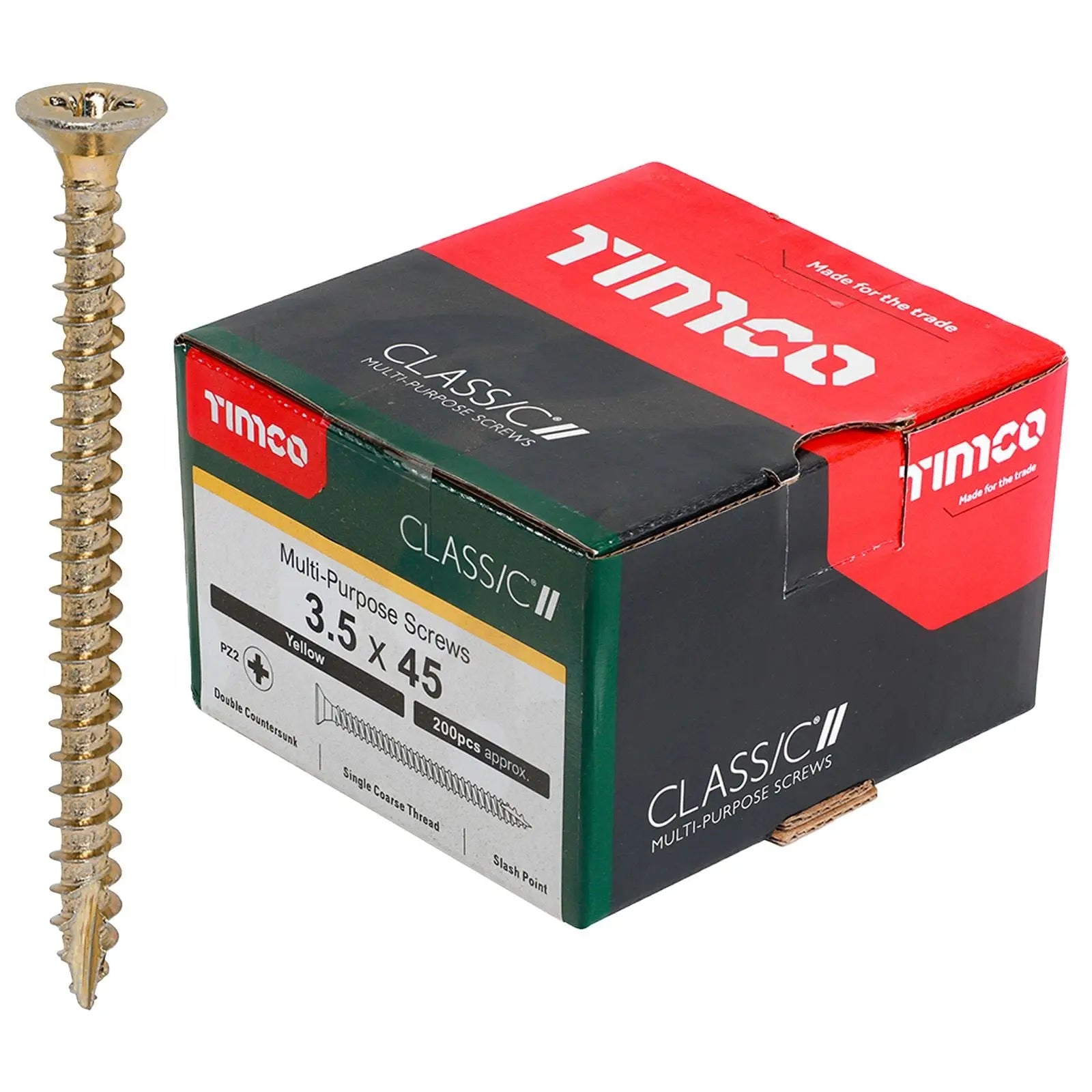 TIMCO Classic Multi Purpose Screws Pozi Head Double Countersunk Yellow Boxed - Choose Size White Rose Tools