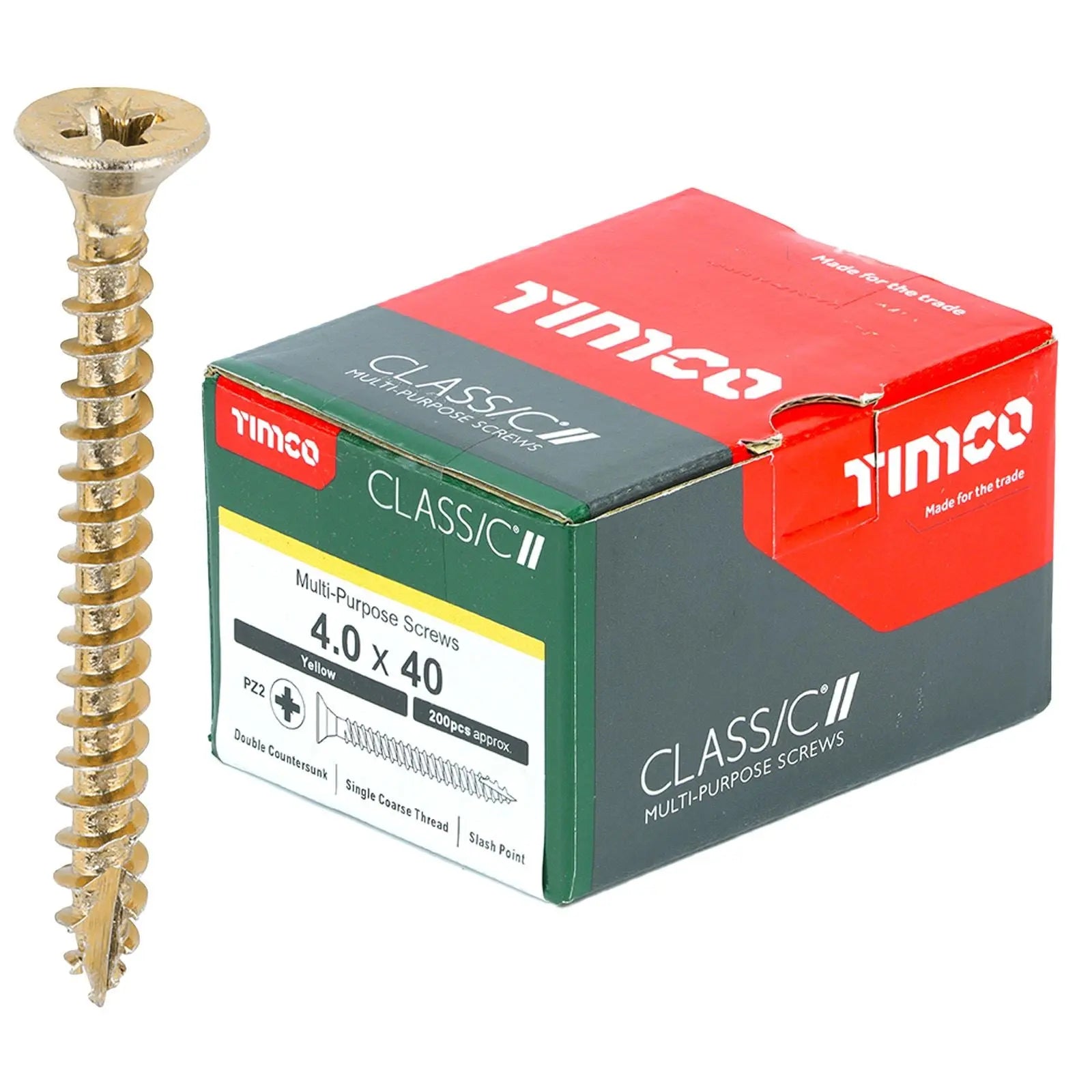 TIMCO Classic Multi Purpose Screws Pozi Head Double Countersunk Yellow Boxed - Choose Size White Rose Tools