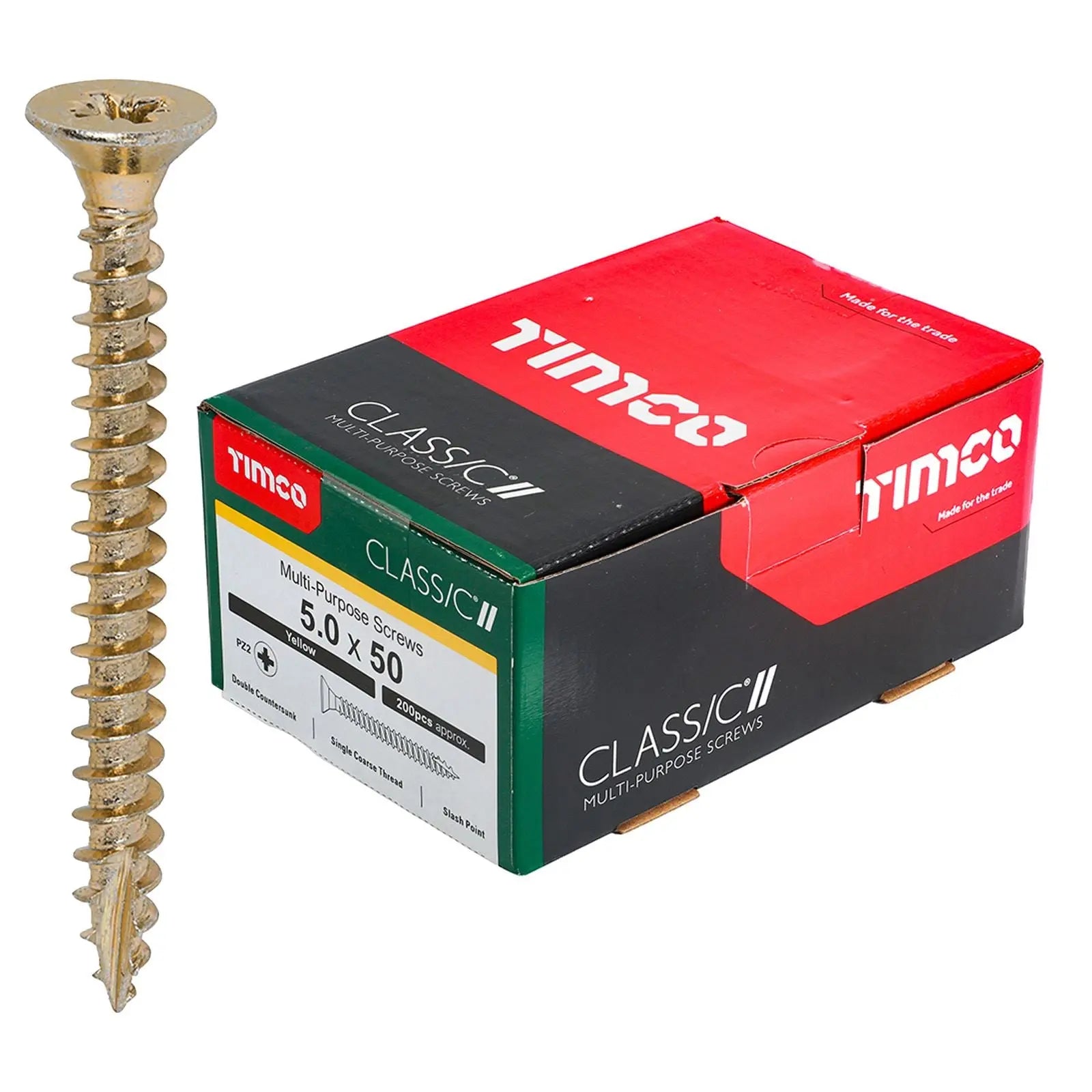 TIMCO Classic Multi Purpose Screws Pozi Head Double Countersunk Yellow Boxed - Choose Size White Rose Tools