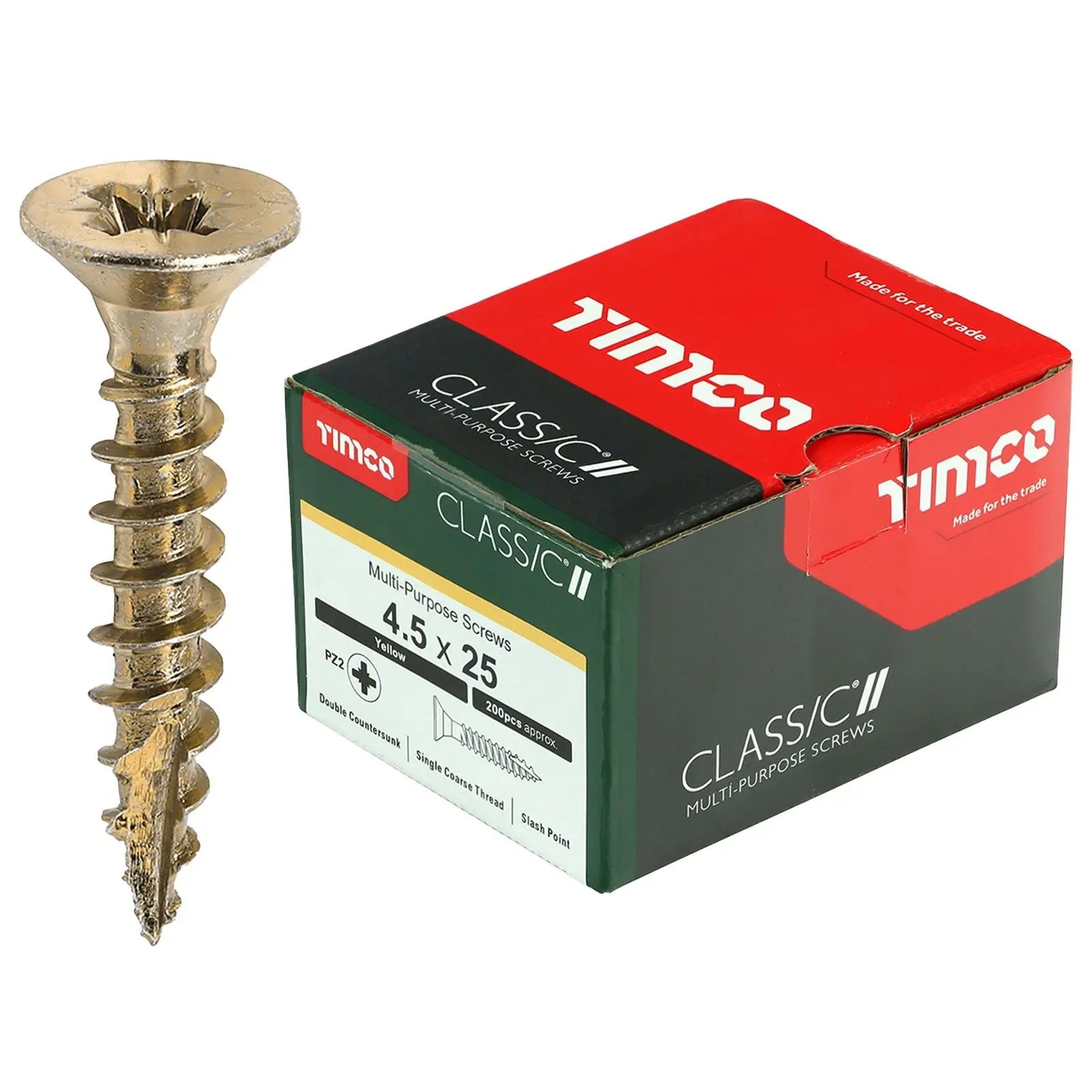 TIMCO Classic Multi Purpose Screws Pozi Head Double Countersunk Yellow Boxed - Choose Size White Rose Tools
