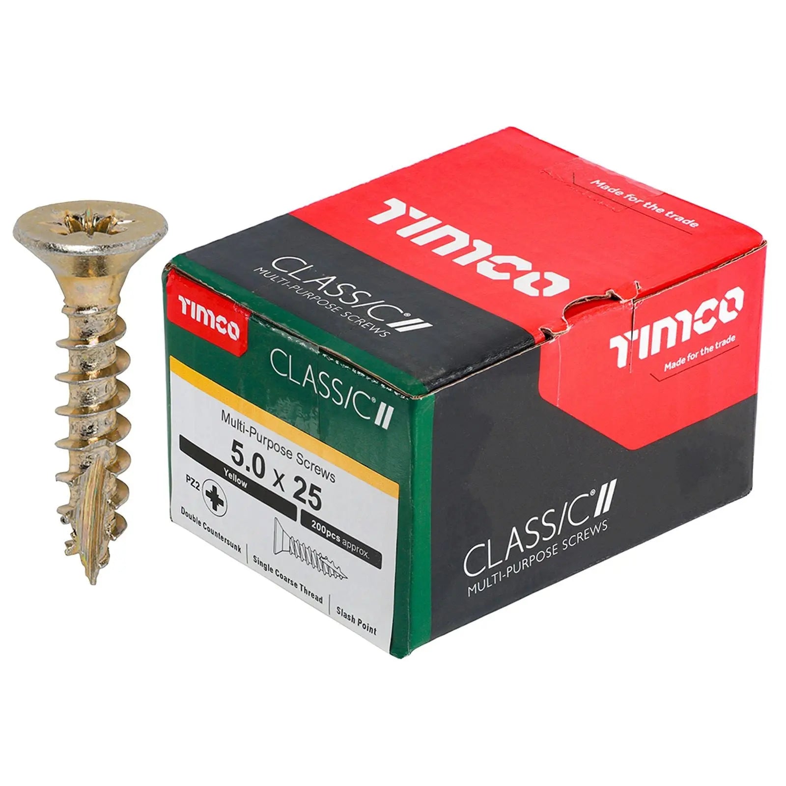 TIMCO Classic Multi Purpose Screws Pozi Head Double Countersunk Yellow Boxed - Choose Size White Rose Tools