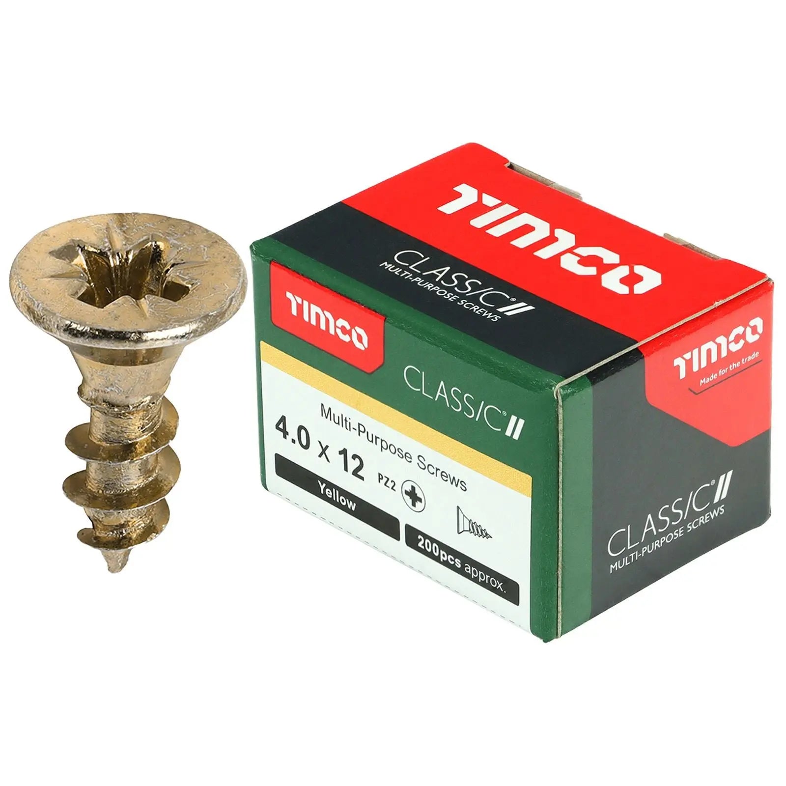 TIMCO Classic Multi Purpose Screws Pozi Head Double Countersunk Yellow Boxed - Choose Size White Rose Tools