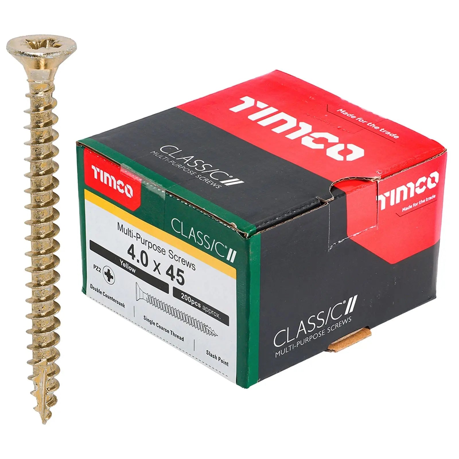 TIMCO Classic Multi Purpose Screws Pozi Head Double Countersunk Yellow Boxed - Choose Size White Rose Tools