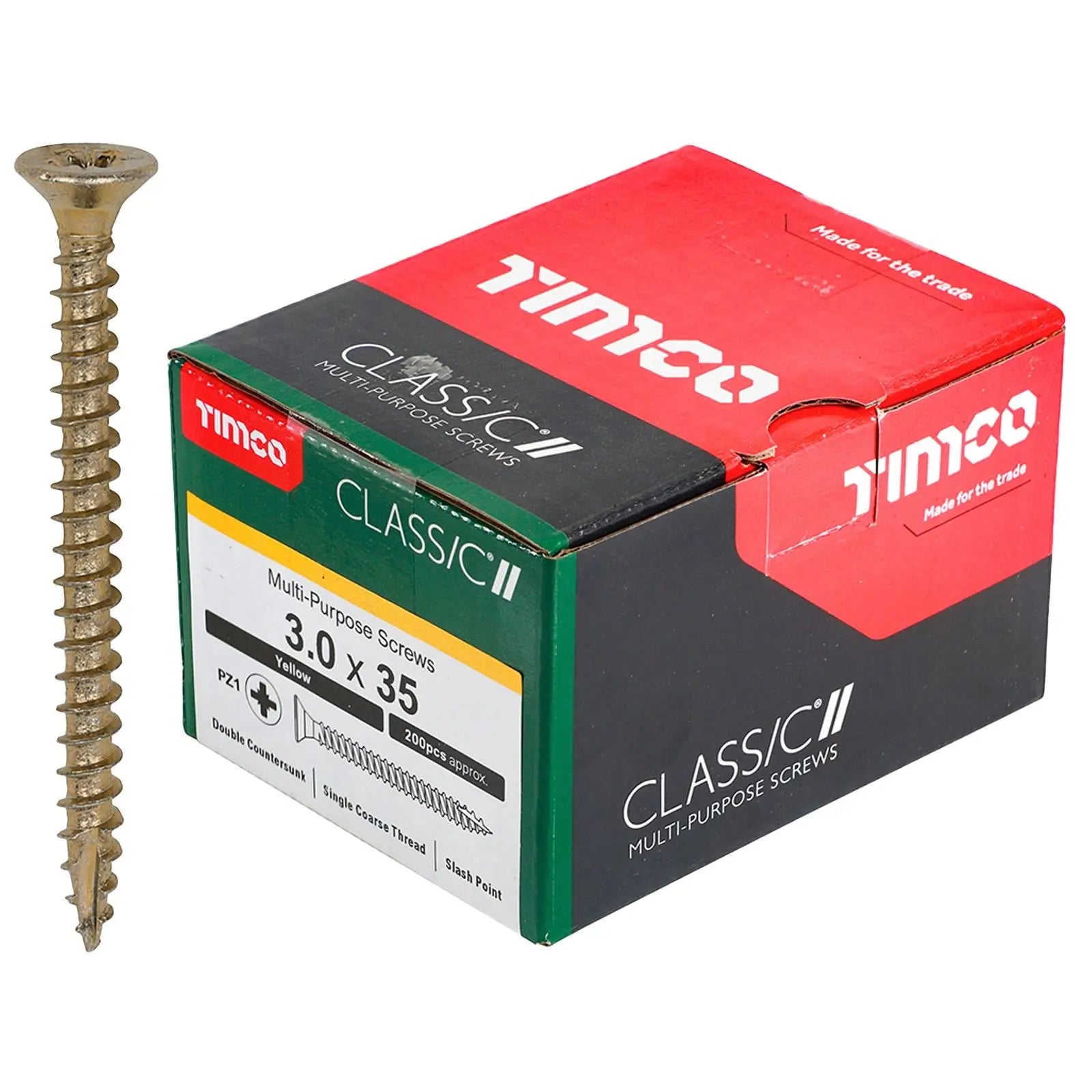 TIMCO Classic Multi Purpose Screws Pozi Head Double Countersunk Yellow Boxed - Choose Size White Rose Tools