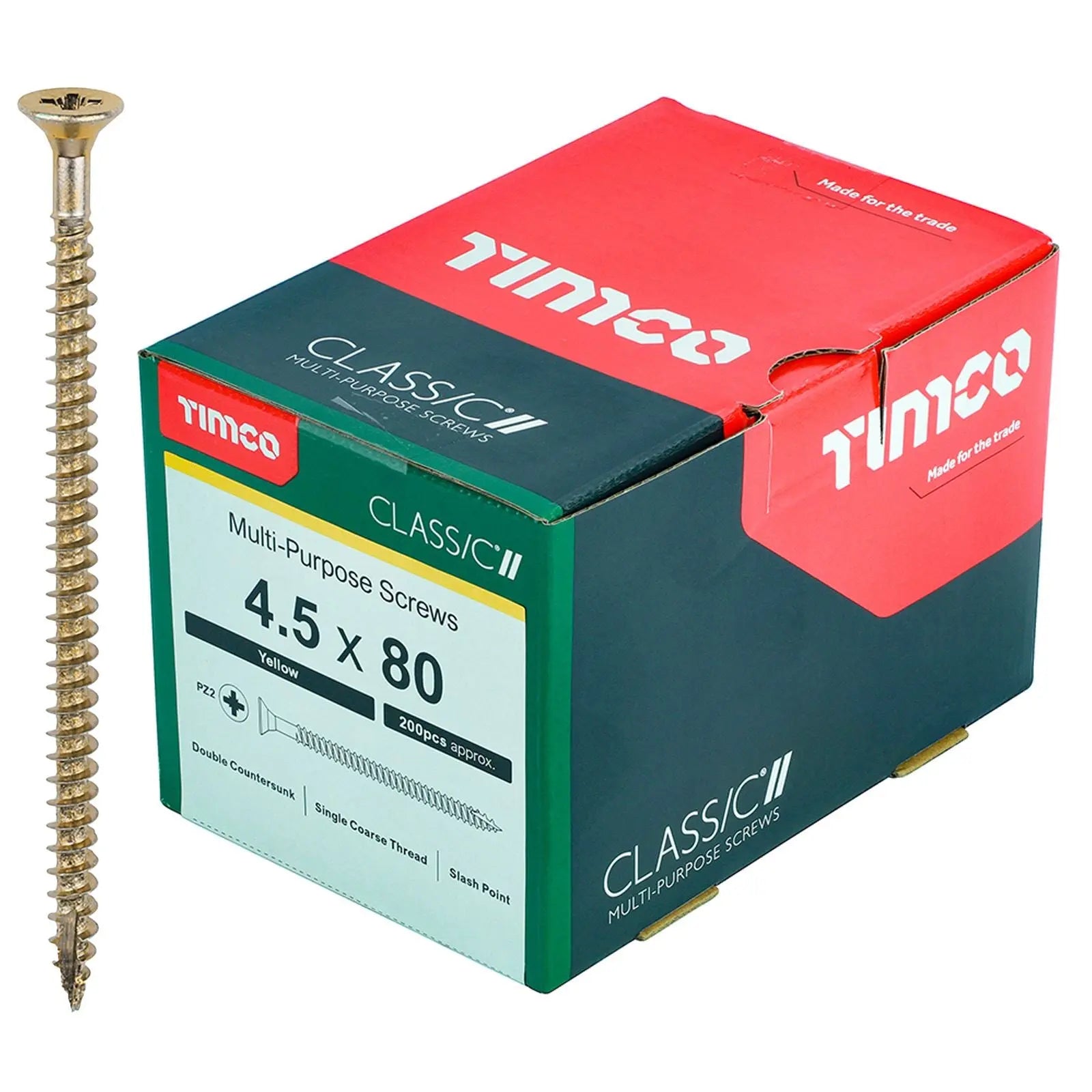 TIMCO Classic Multi Purpose Screws Pozi Head Double Countersunk Yellow Boxed - Choose Size White Rose Tools