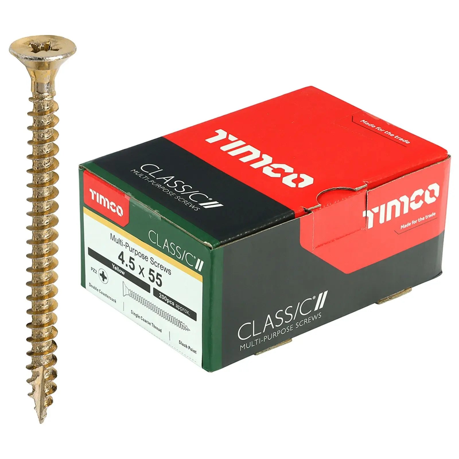 TIMCO Classic Multi Purpose Screws Pozi Head Double Countersunk Yellow Boxed - Choose Size White Rose Tools
