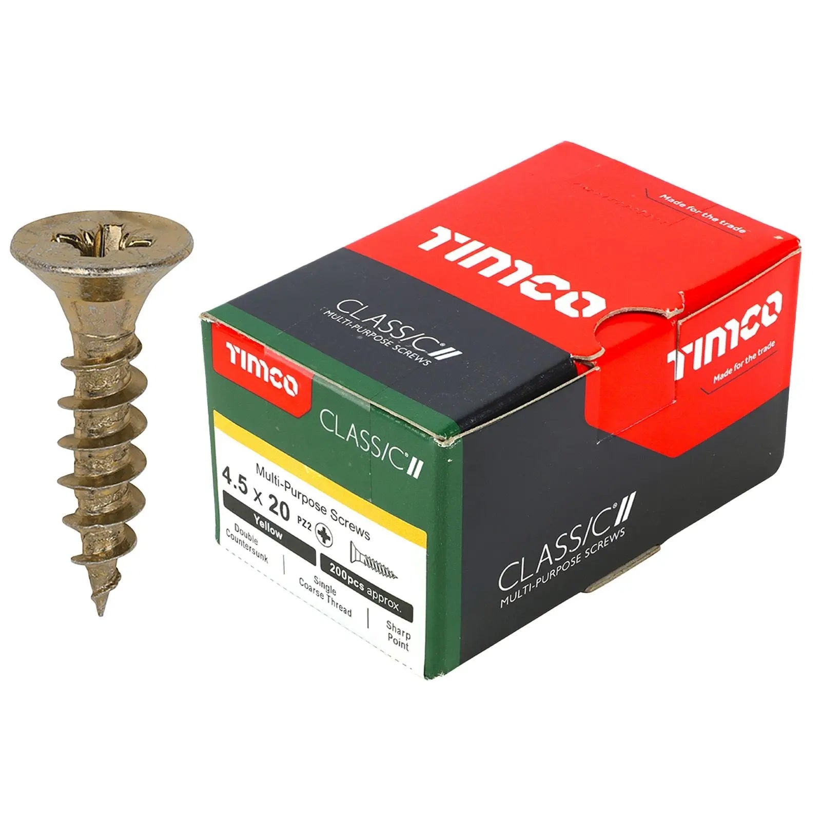 TIMCO Classic Multi Purpose Screws Pozi Head Double Countersunk Yellow Boxed - Choose Size White Rose Tools