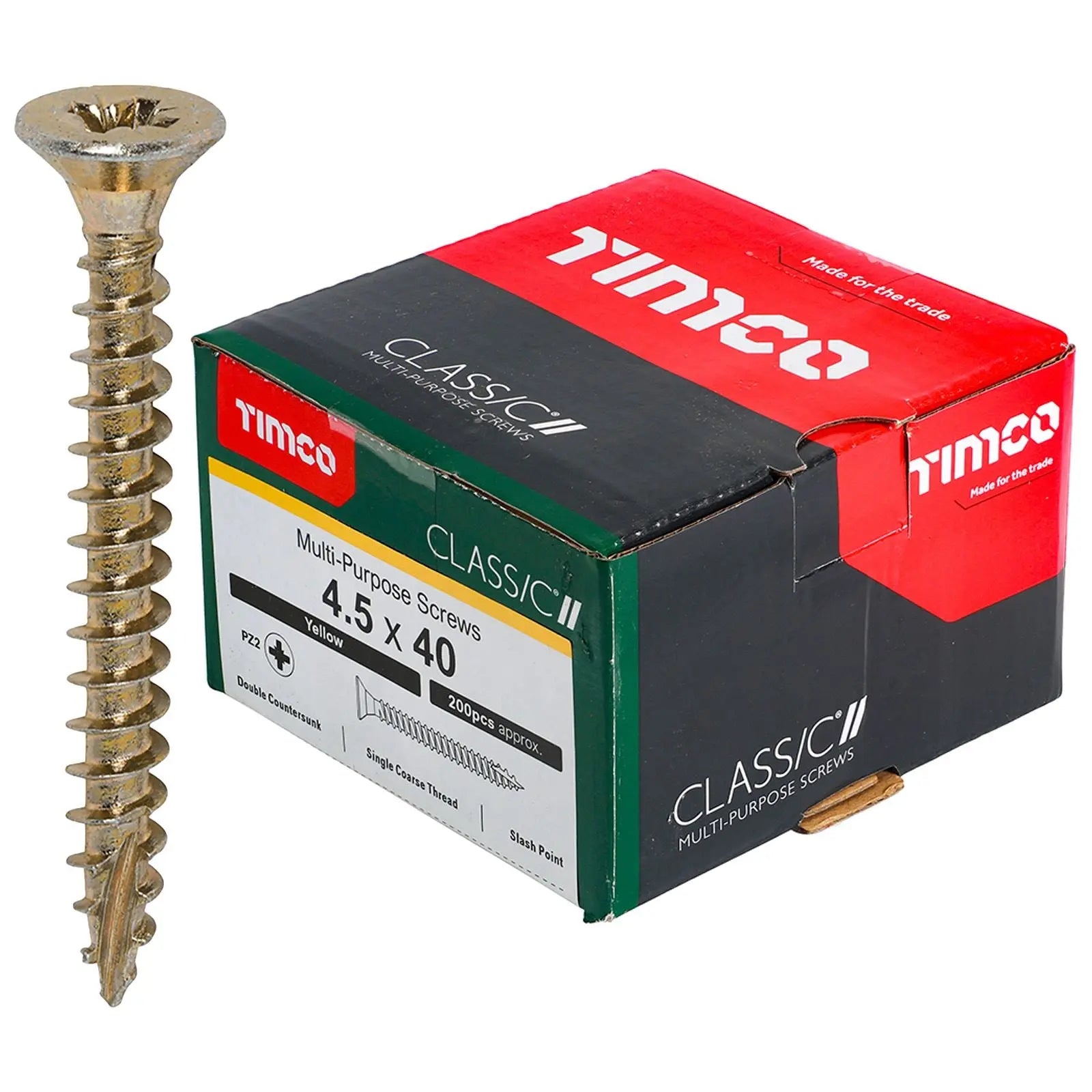 TIMCO Classic Multi Purpose Screws Pozi Head Double Countersunk Yellow Boxed - Choose Size White Rose Tools
