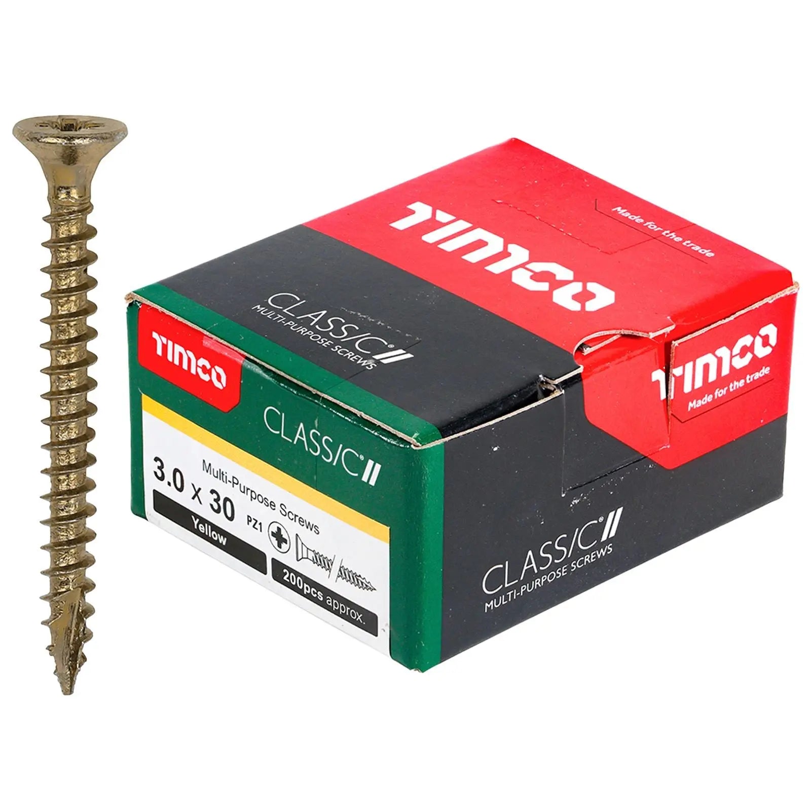 TIMCO Classic Multi Purpose Screws Pozi Head Double Countersunk Yellow Boxed - Choose Size White Rose Tools