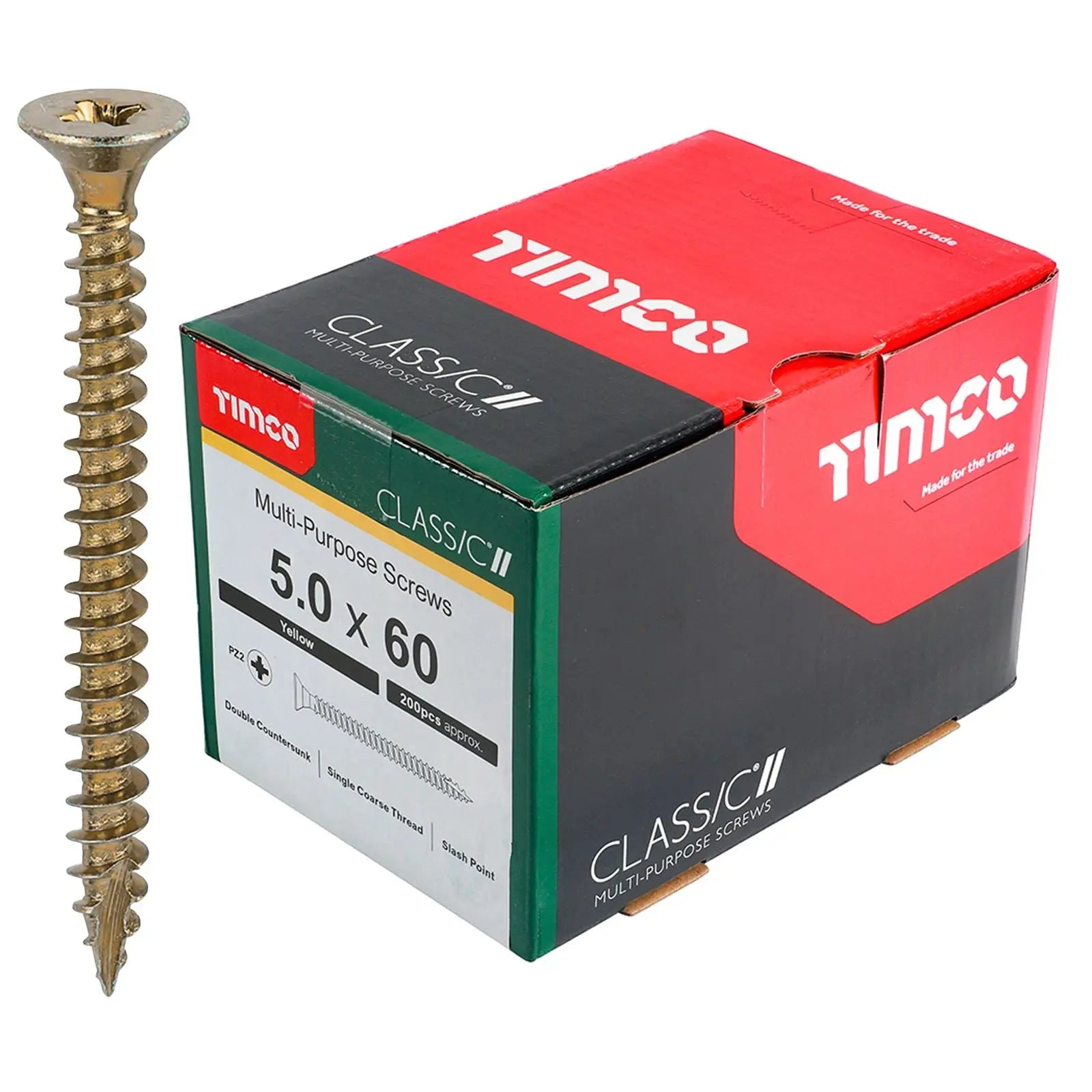 TIMCO Classic Multi Purpose Screws Pozi Head Double Countersunk Yellow Boxed - Choose Size White Rose Tools