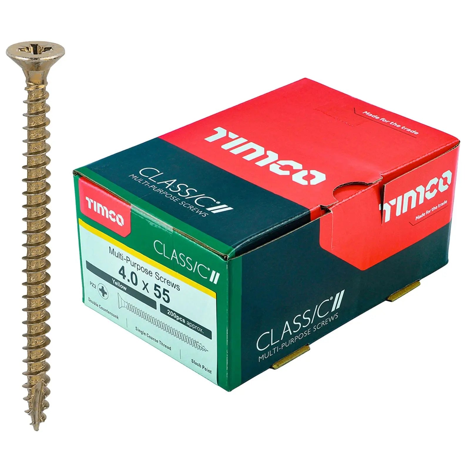 TIMCO Classic Multi Purpose Screws Pozi Head Double Countersunk Yellow Boxed - Choose Size White Rose Tools