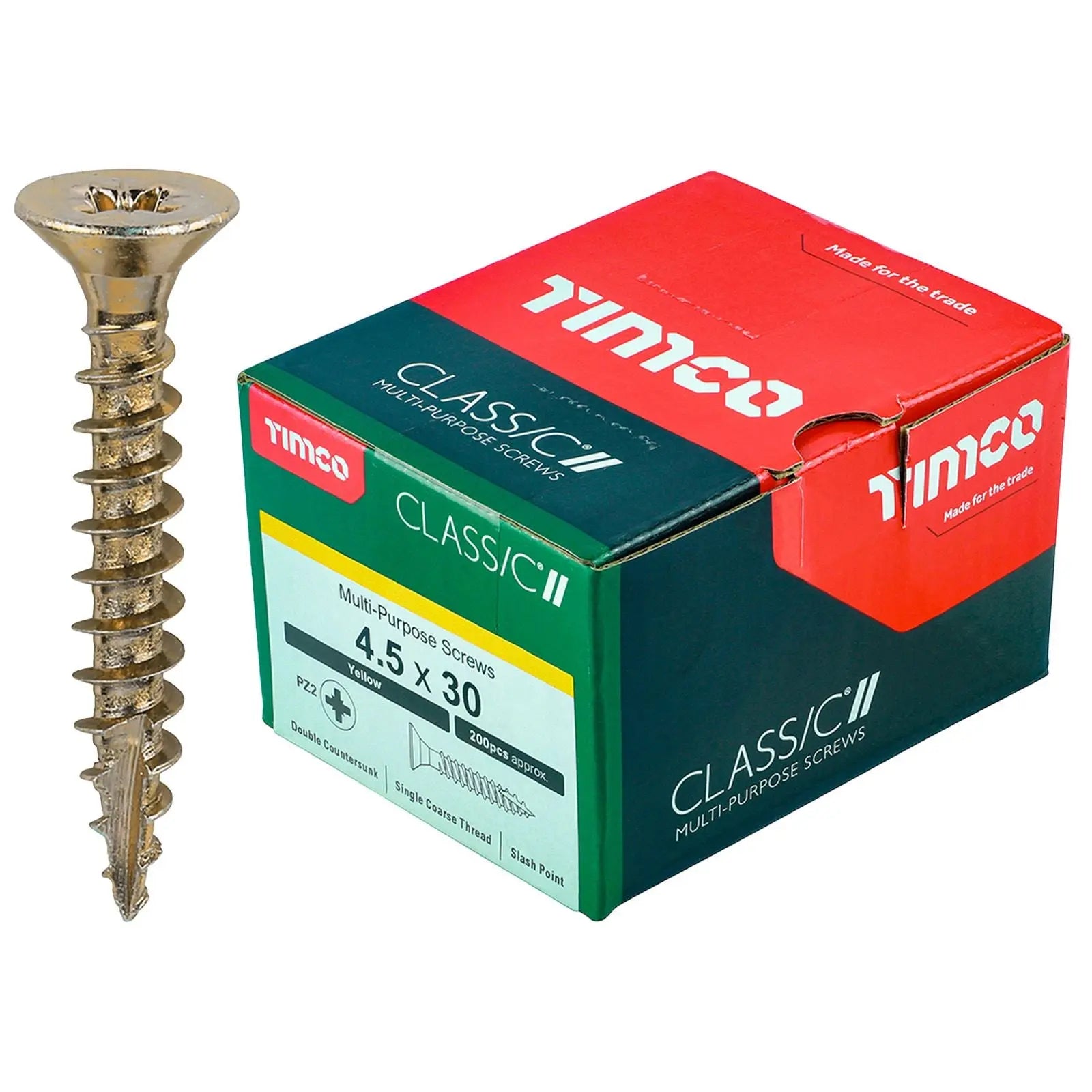 TIMCO Classic Multi Purpose Screws Pozi Head Double Countersunk Yellow Boxed - Choose Size White Rose Tools