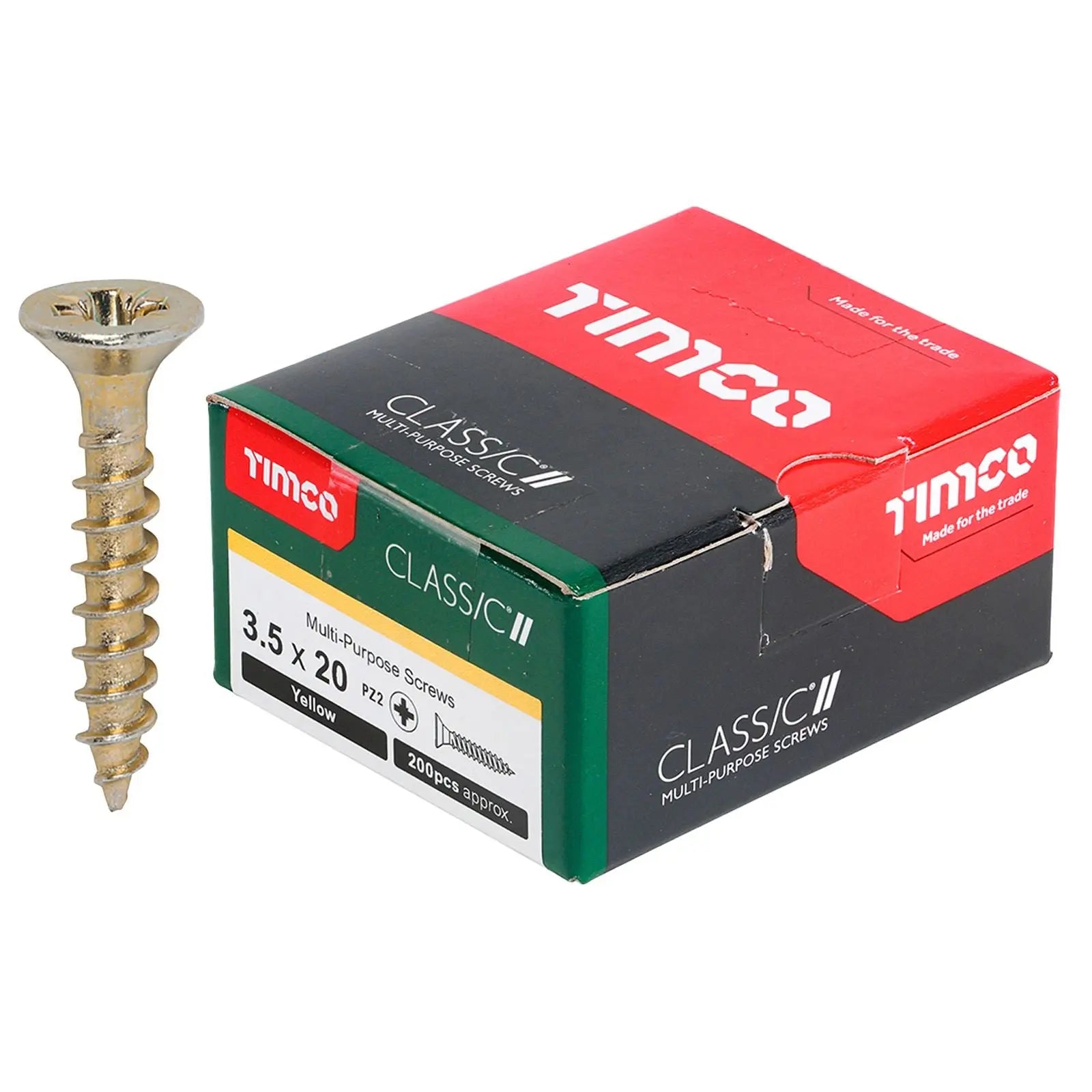 TIMCO Classic Multi Purpose Screws Pozi Head Double Countersunk Yellow Boxed - Choose Size White Rose Tools