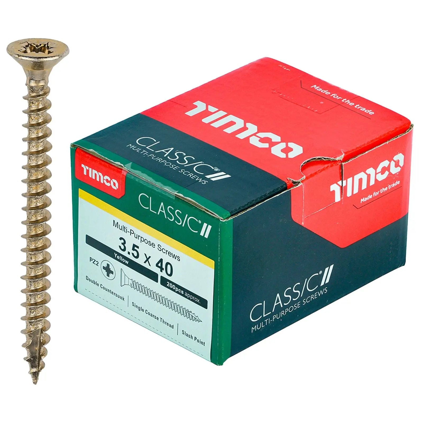 TIMCO Classic Multi Purpose Screws Pozi Head Double Countersunk Yellow Boxed - Choose Size White Rose Tools
