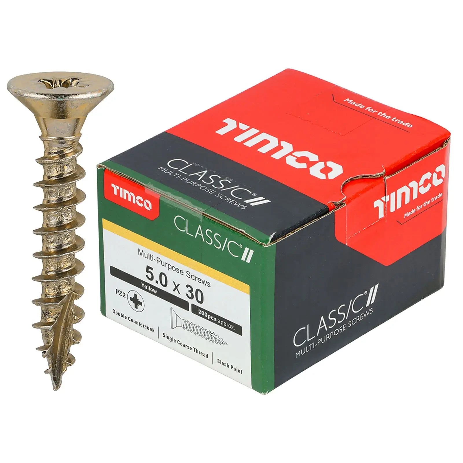 TIMCO Classic Multi Purpose Screws Pozi Head Double Countersunk Yellow Boxed - Choose Size White Rose Tools