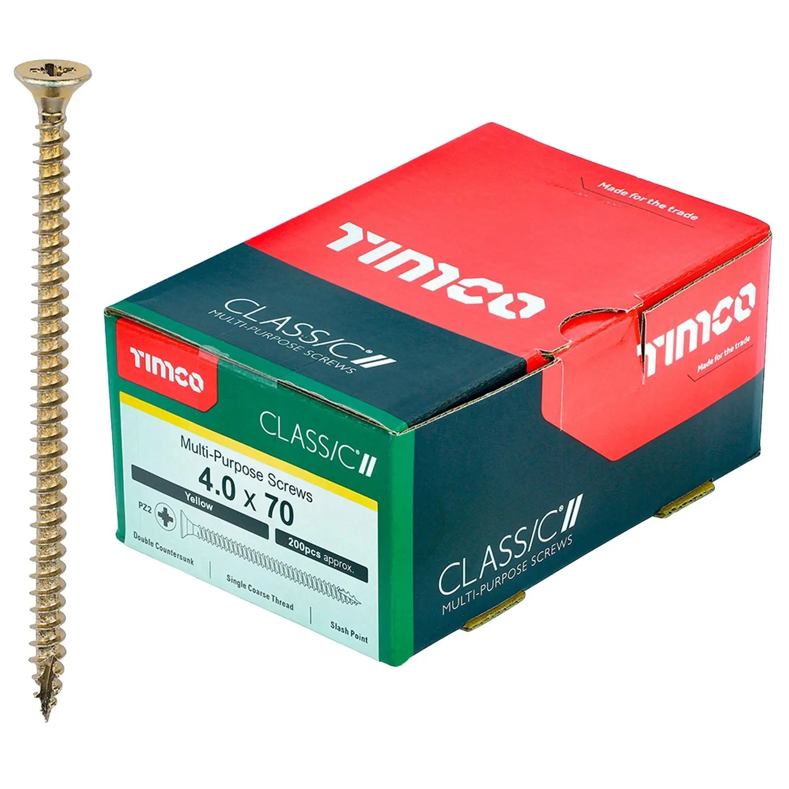 TIMCO Classic Multi Purpose Screws Pozi Head Double Countersunk Yellow Boxed - Choose Size White Rose Tools