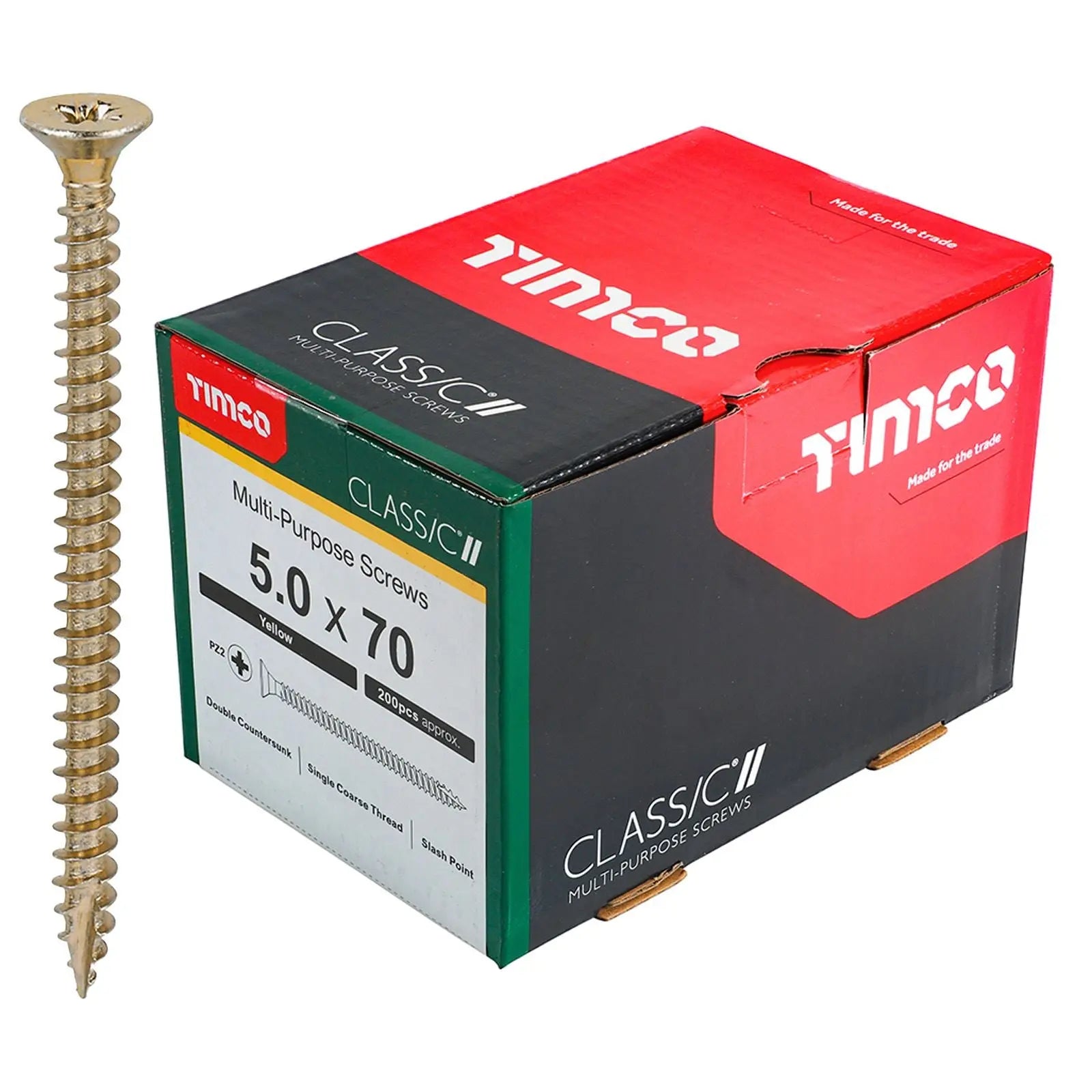 TIMCO Classic Multi Purpose Screws Pozi Head Double Countersunk Yellow Boxed - Choose Size White Rose Tools