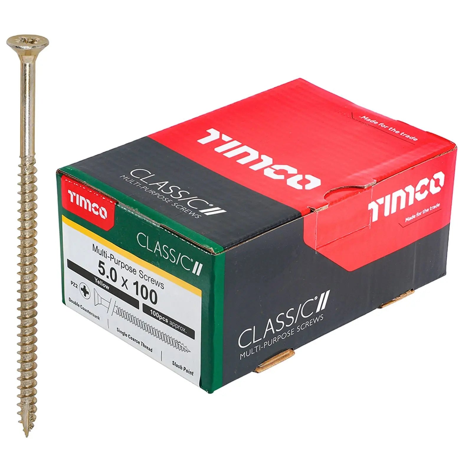 TIMCO Classic Multi Purpose Screws Pozi Head Double Countersunk Yellow Boxed - Choose Size White Rose Tools
