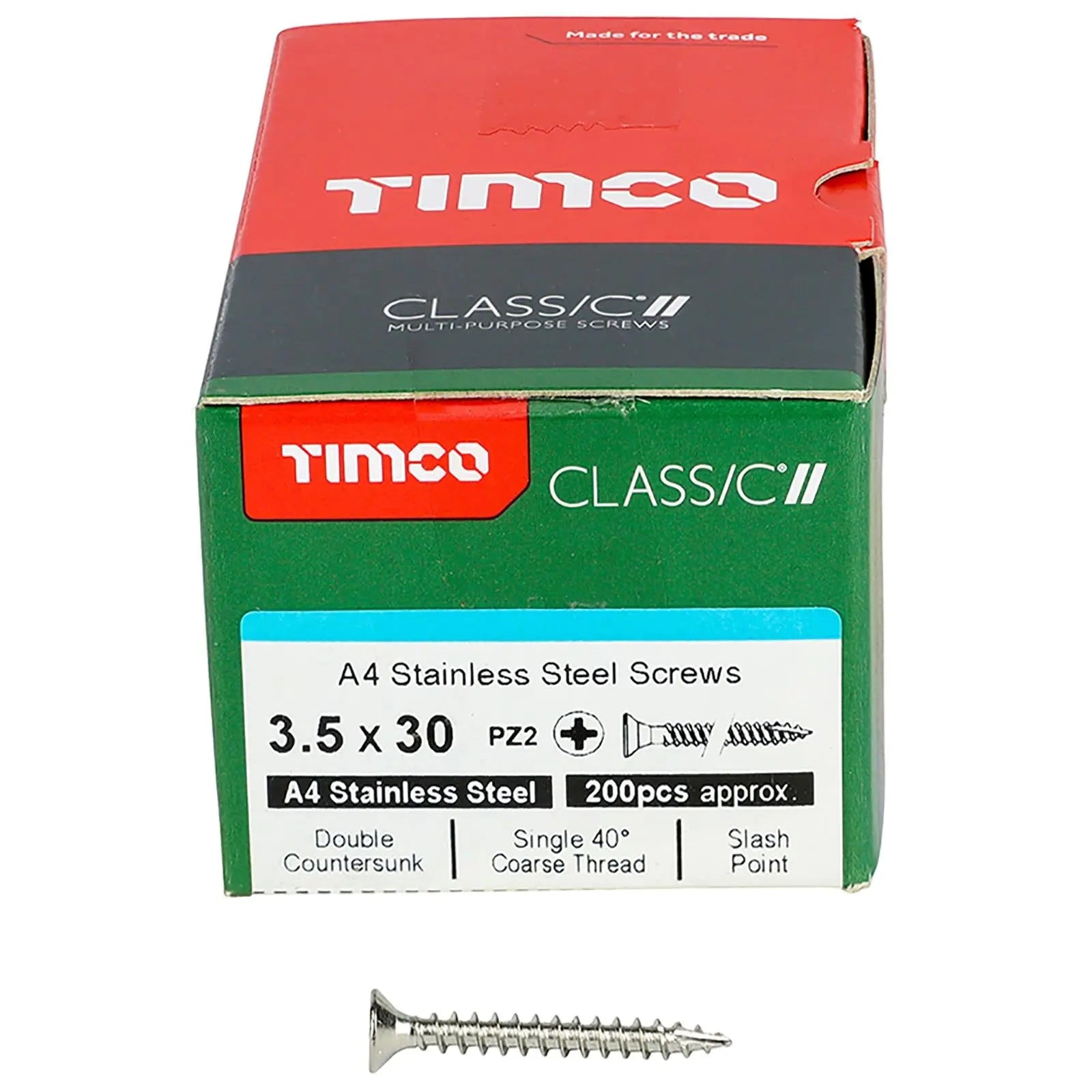 TIMCO Classic Wood Screw A4 Stainless Steel Countersunk Multi Purpose  White Rose Tools