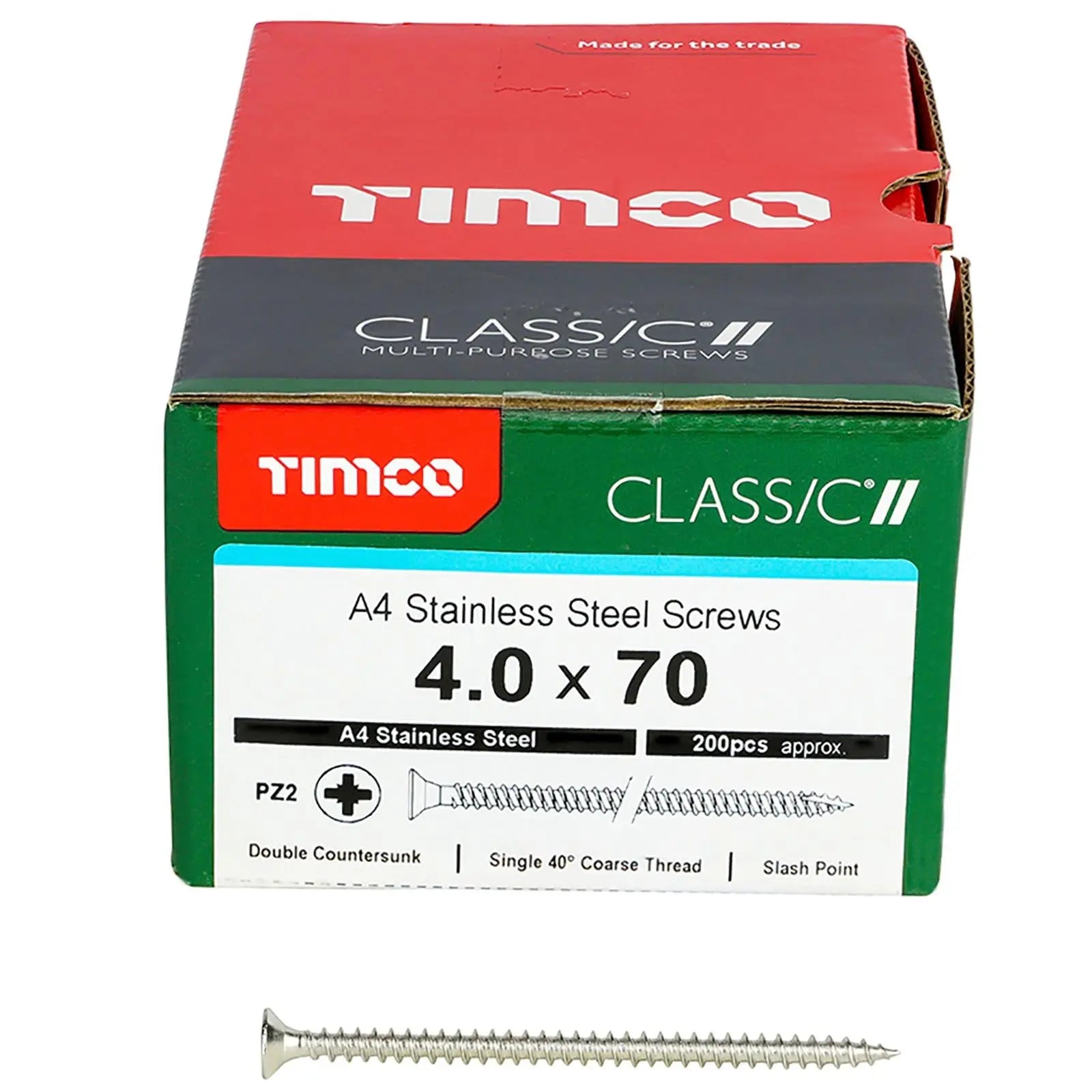 TIMCO Classic Wood Screw A4 Stainless Steel Countersunk Multi Purpose  White Rose Tools