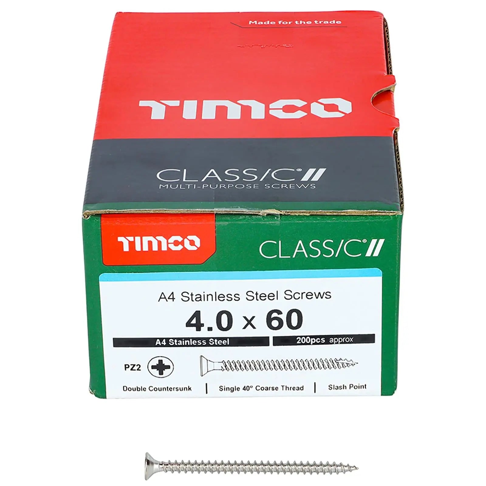 TIMCO Classic Wood Screw A4 Stainless Steel Countersunk Multi Purpose  White Rose Tools