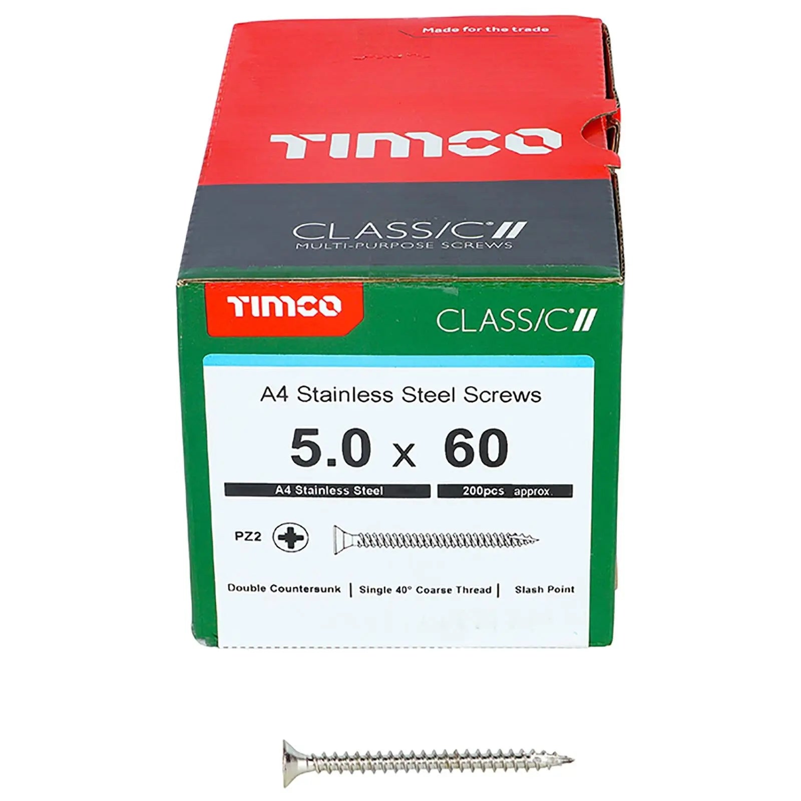 TIMCO Classic Wood Screw A4 Stainless Steel Countersunk Multi Purpose  White Rose Tools