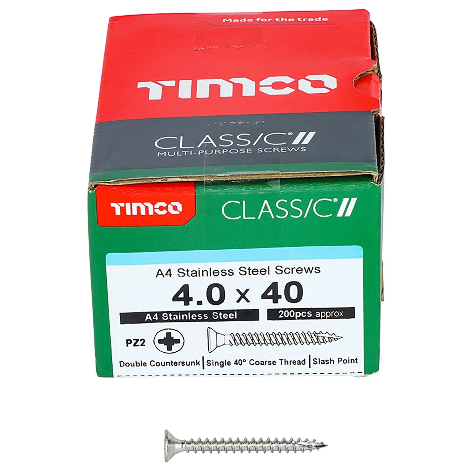 TIMCO Classic Wood Screw A4 Stainless Steel Countersunk Multi Purpose  White Rose Tools