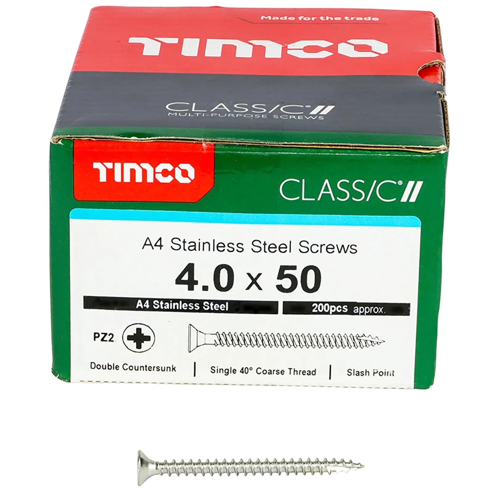 TIMCO Classic Wood Screw A4 Stainless Steel Countersunk Multi Purpose  White Rose Tools