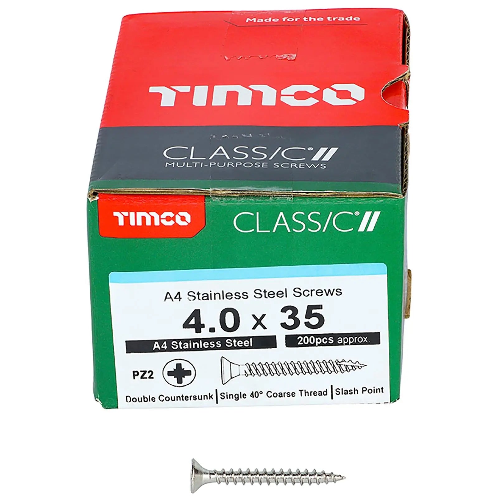 TIMCO Classic Wood Screw A4 Stainless Steel Countersunk Multi Purpose  White Rose Tools