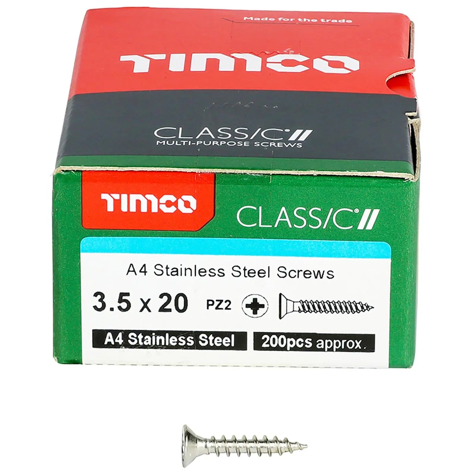 TIMCO Classic Wood Screw A4 Stainless Steel Countersunk Multi Purpose  White Rose Tools
