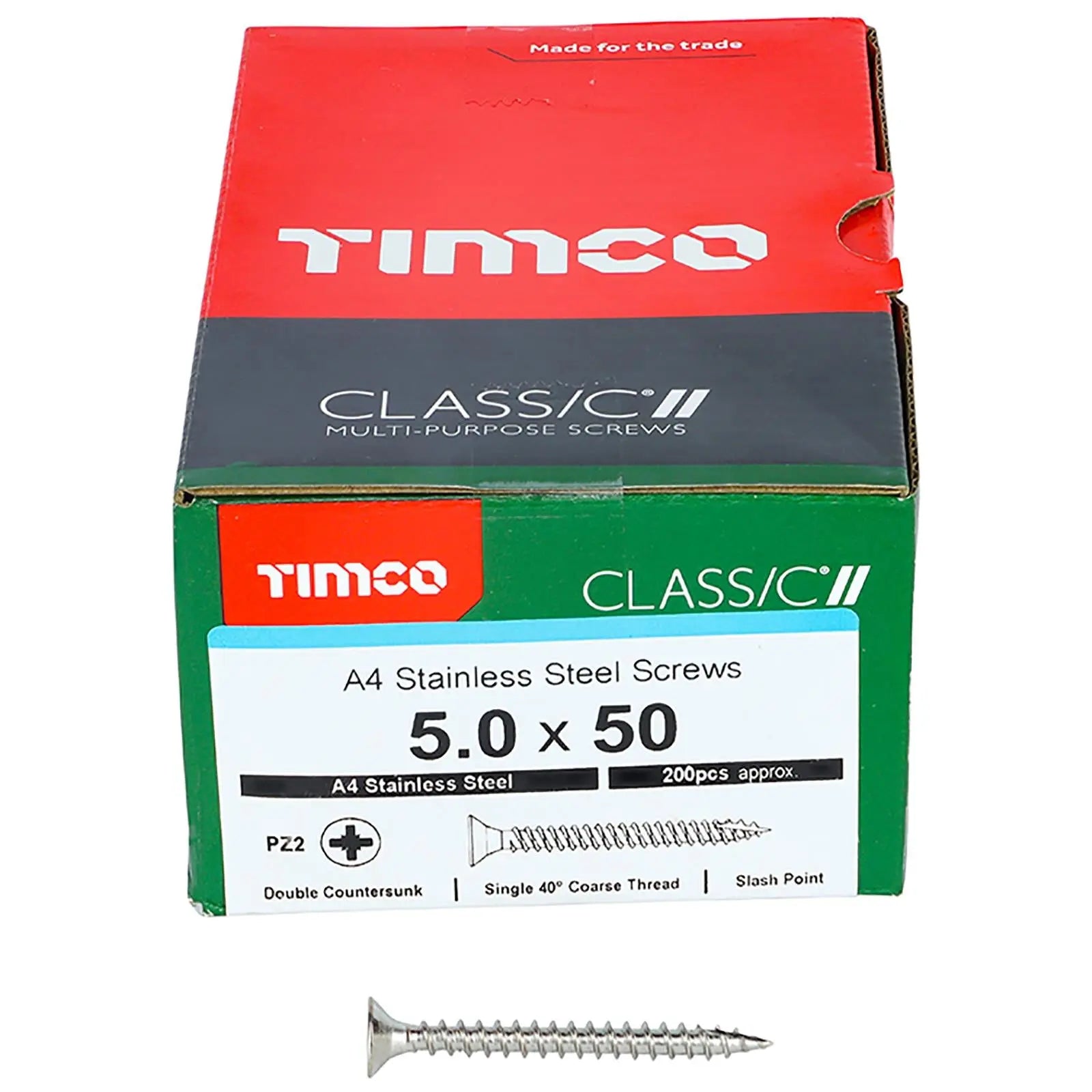 TIMCO Classic Wood Screw A4 Stainless Steel Countersunk Multi Purpose  White Rose Tools